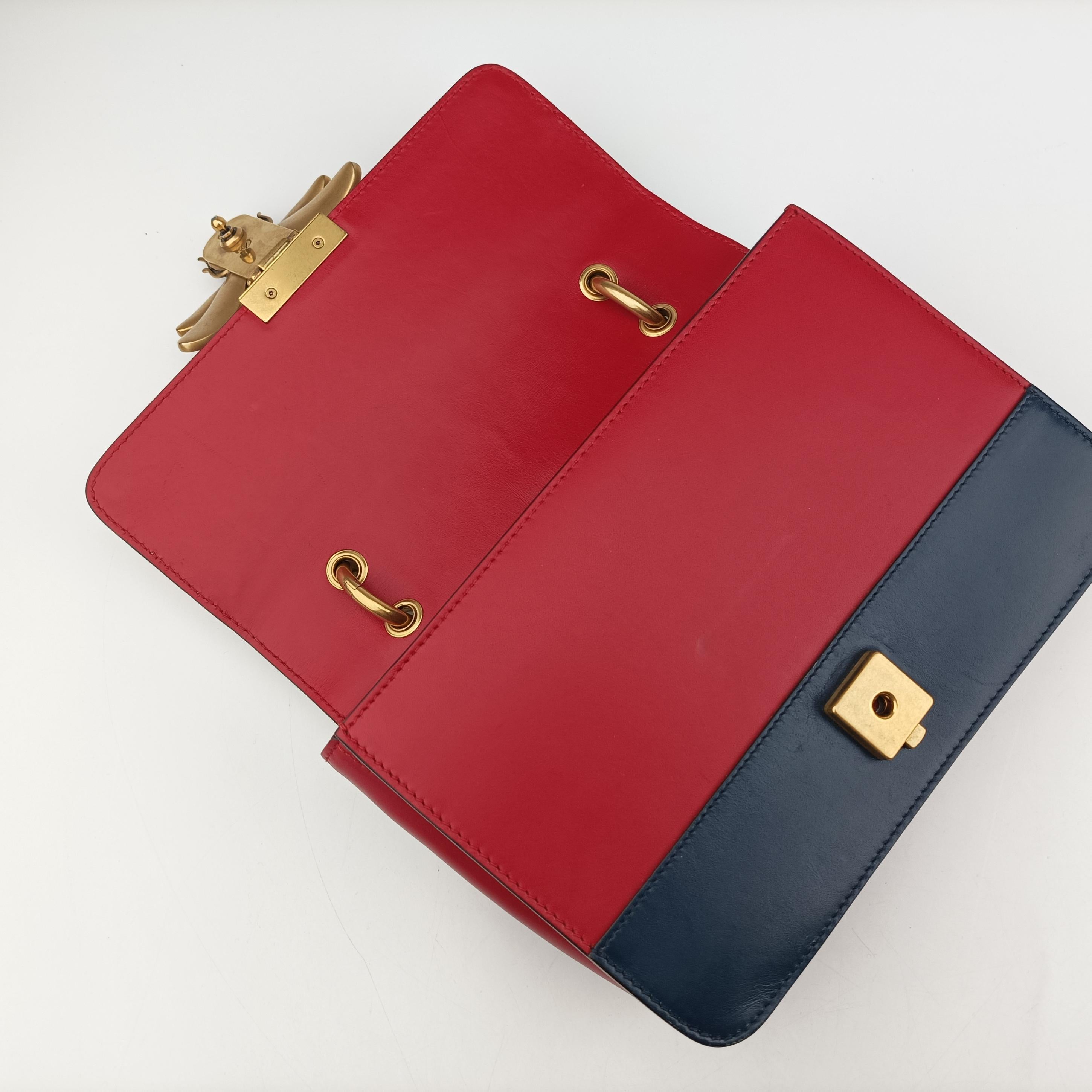 Secondhand Gucci Queen Margaret Ivory×Red×Navy Leather 476542 shoulderbag | stylenewstar