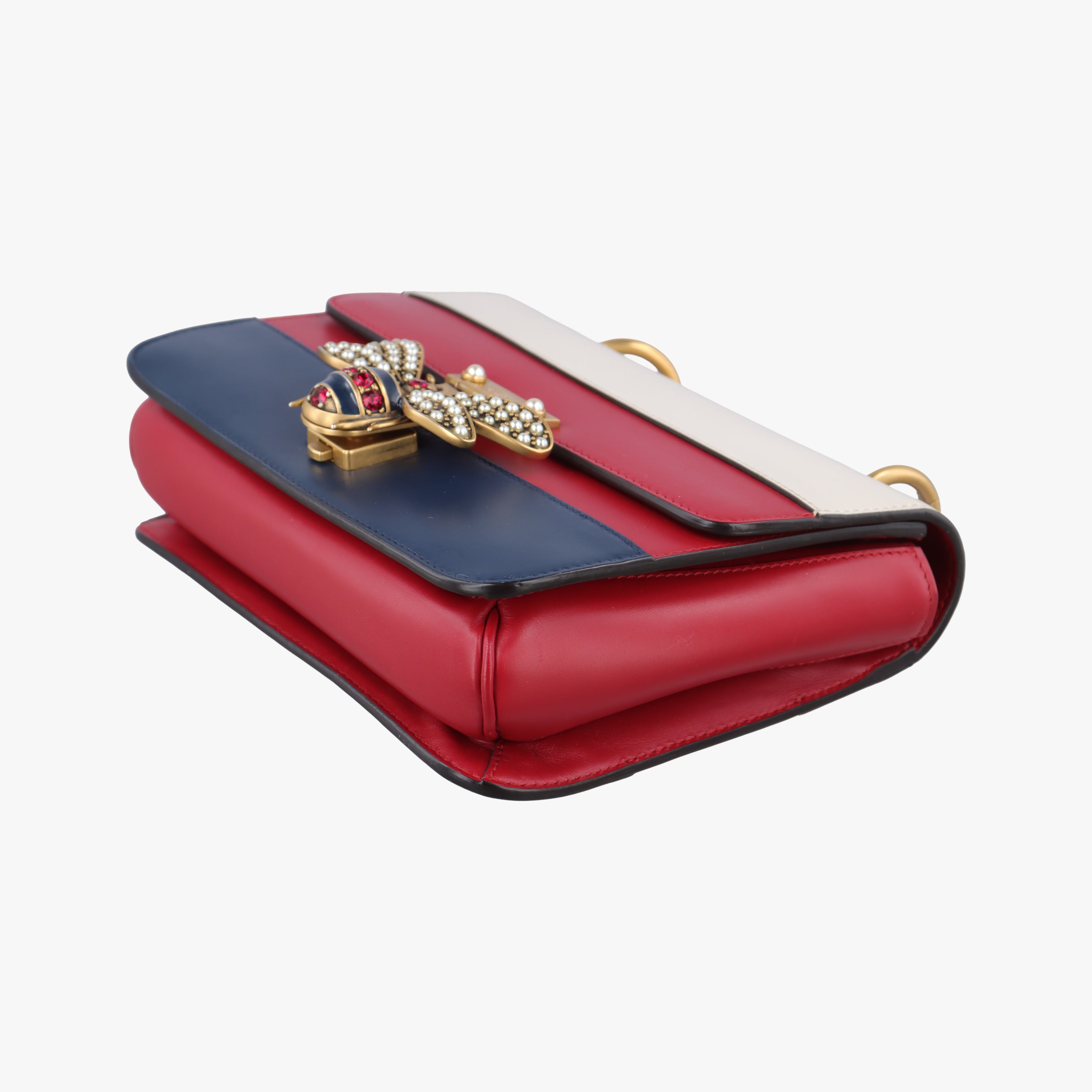 Secondhand Gucci Queen Margaret Ivory×Red×Navy Leather 476542 shoulderbag | stylenewstar