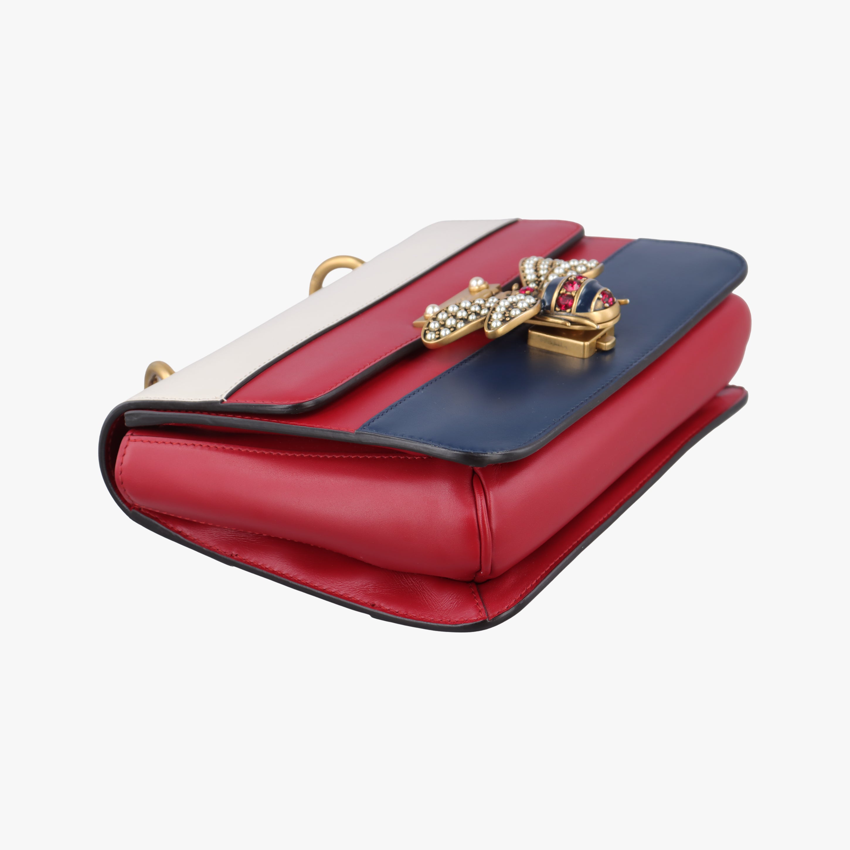Secondhand Gucci Queen Margaret Ivory×Red×Navy Leather 476542 shoulderbag | stylenewstar