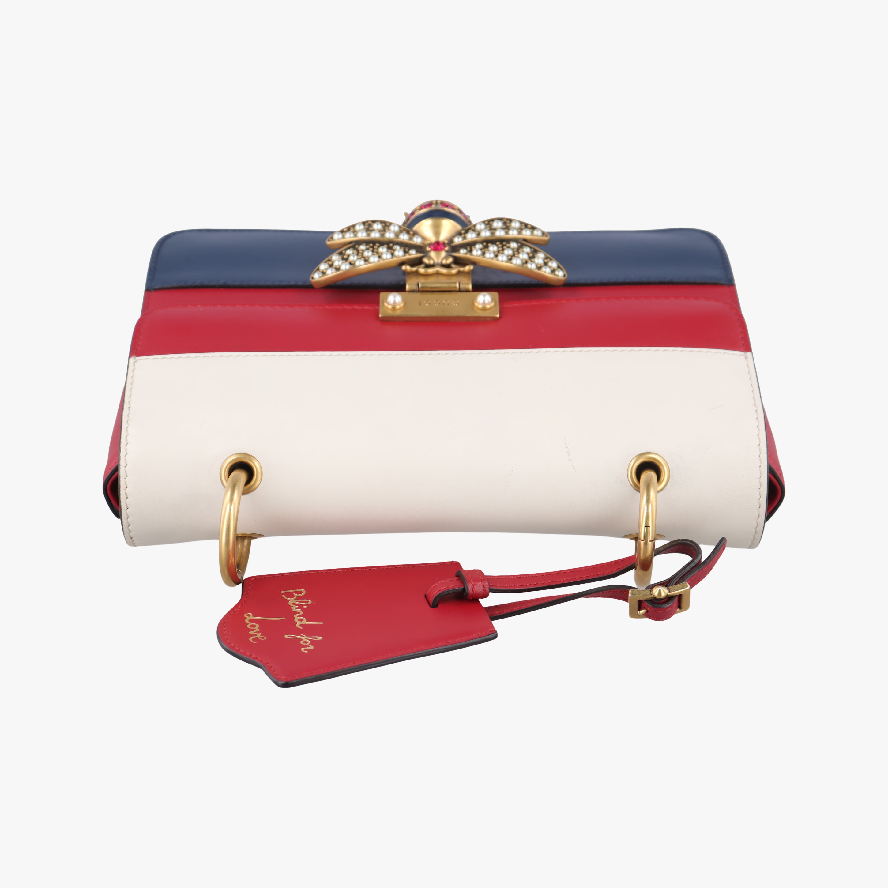 Secondhand Gucci Queen Margaret Ivory×Red×Navy Leather 476542 shoulderbag | stylenewstar