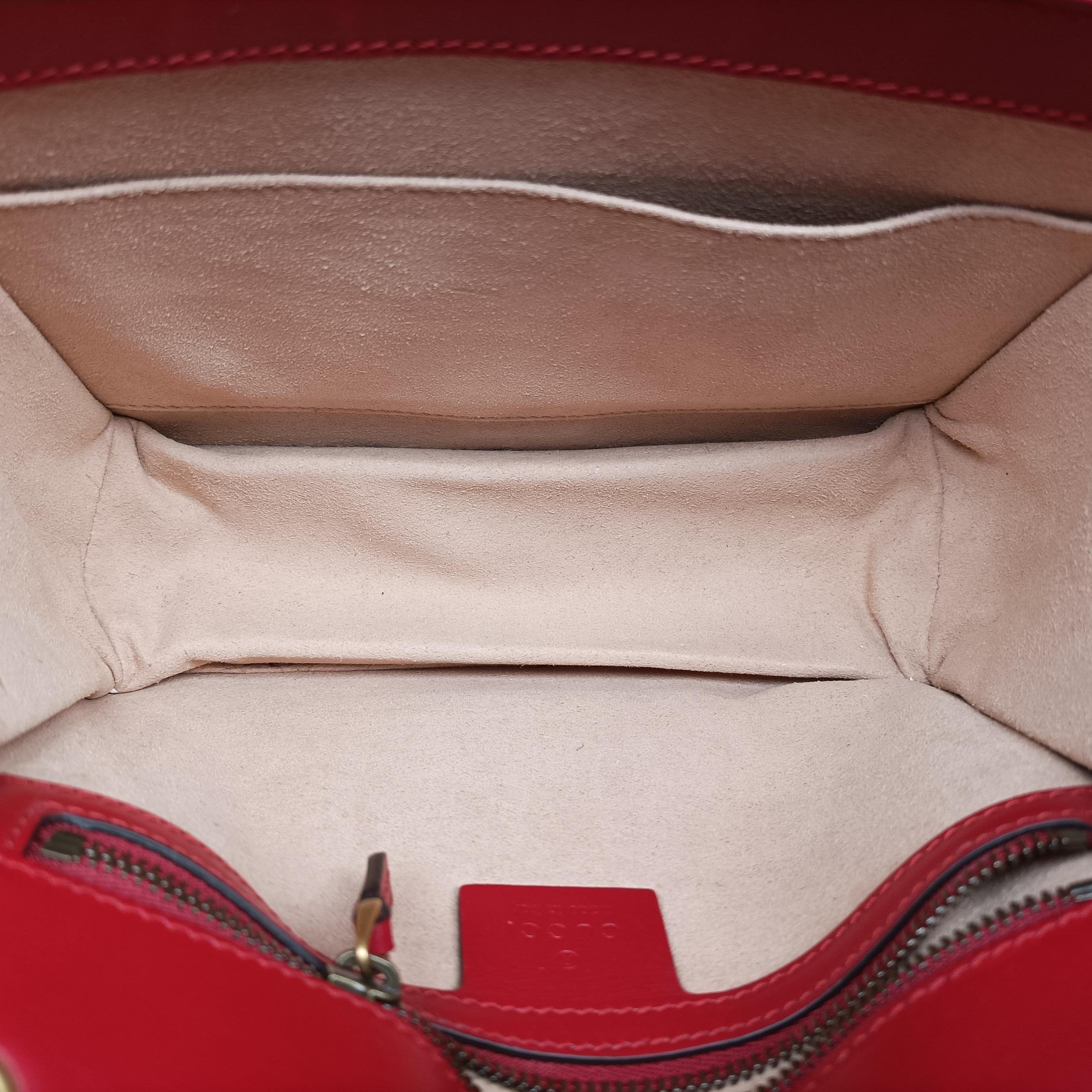 Secondhand Gucci Queen Margaret Ivory×Red×Navy Leather 476542 shoulderbag | stylenewstar