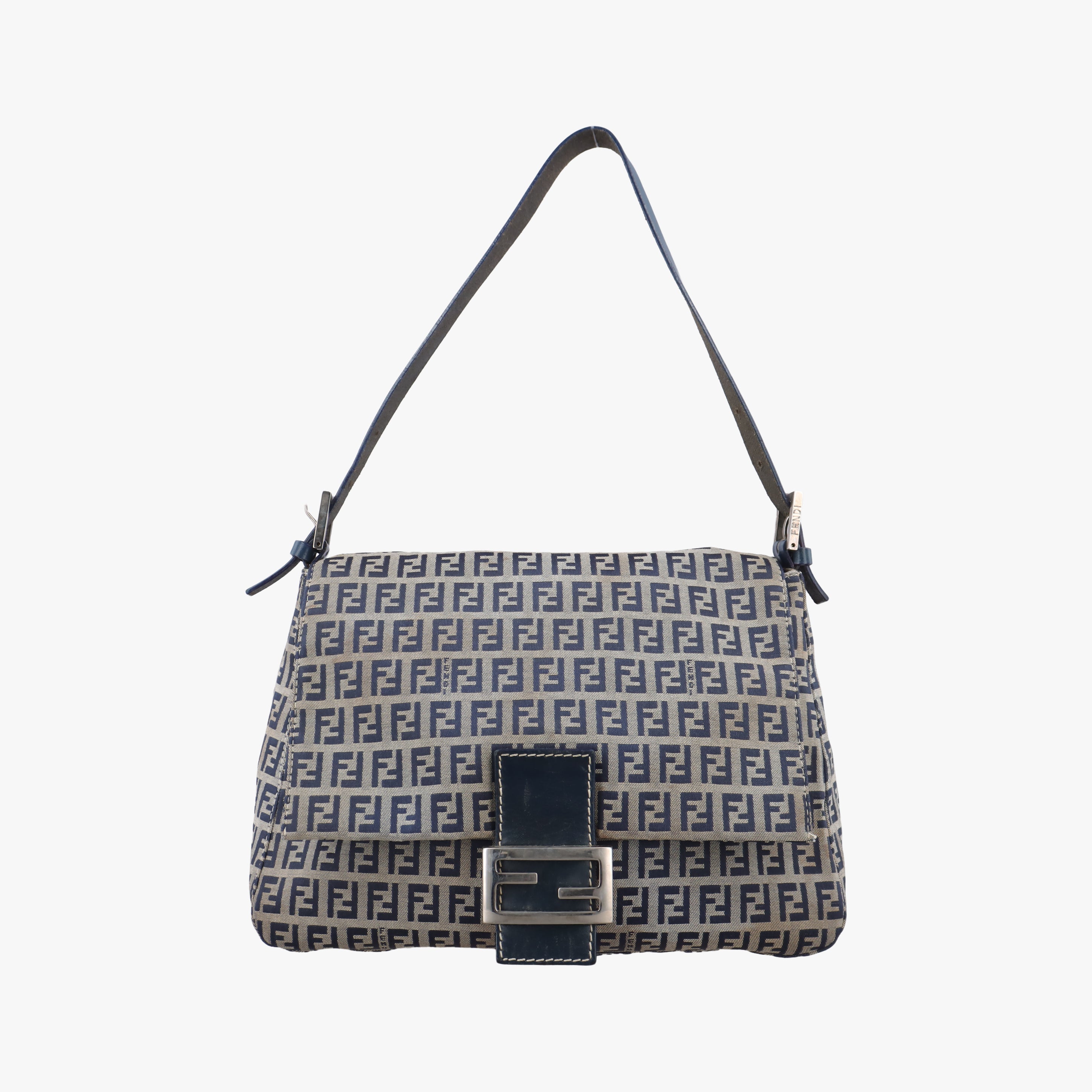 Pre-owned Fendi Baguette　Zucchino Navy canvas 8BR001 shoulderbag | stylenewstar