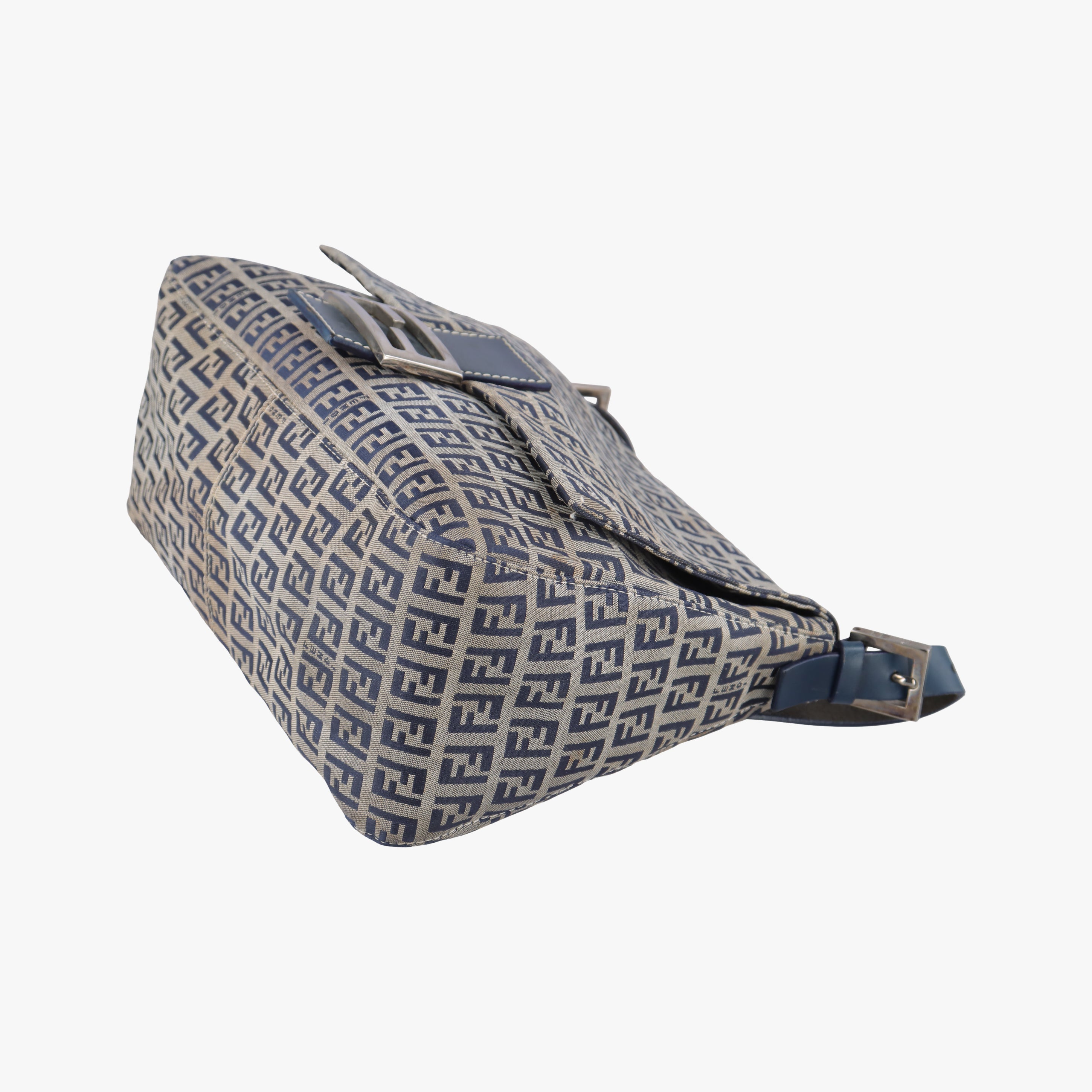 Pre-owned Fendi Baguette　Zucchino Navy canvas 8BR001 shoulderbag | stylenewstar