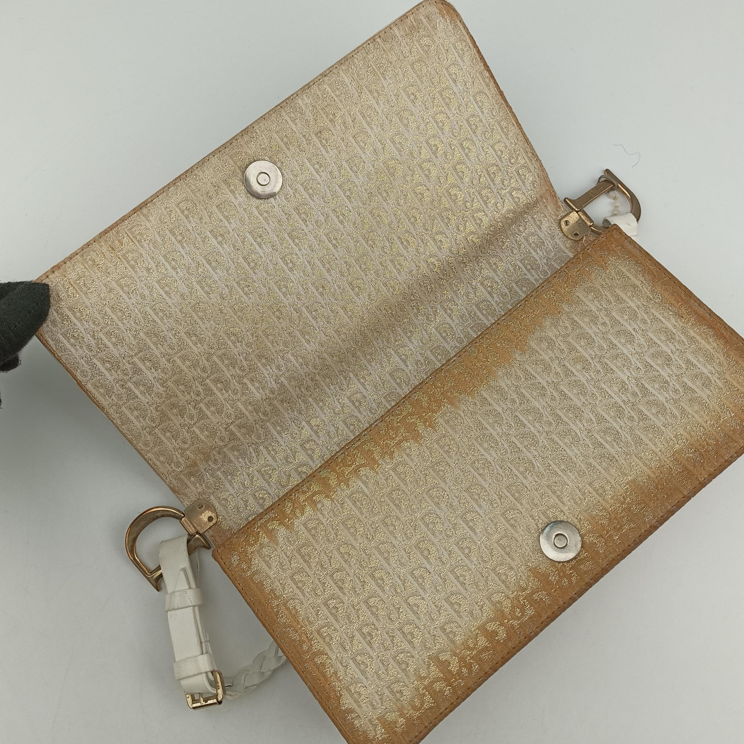 Secondhand Christian Dior D Trick Trotter White Canvas x Leather  shoulderbag | stylenewstar