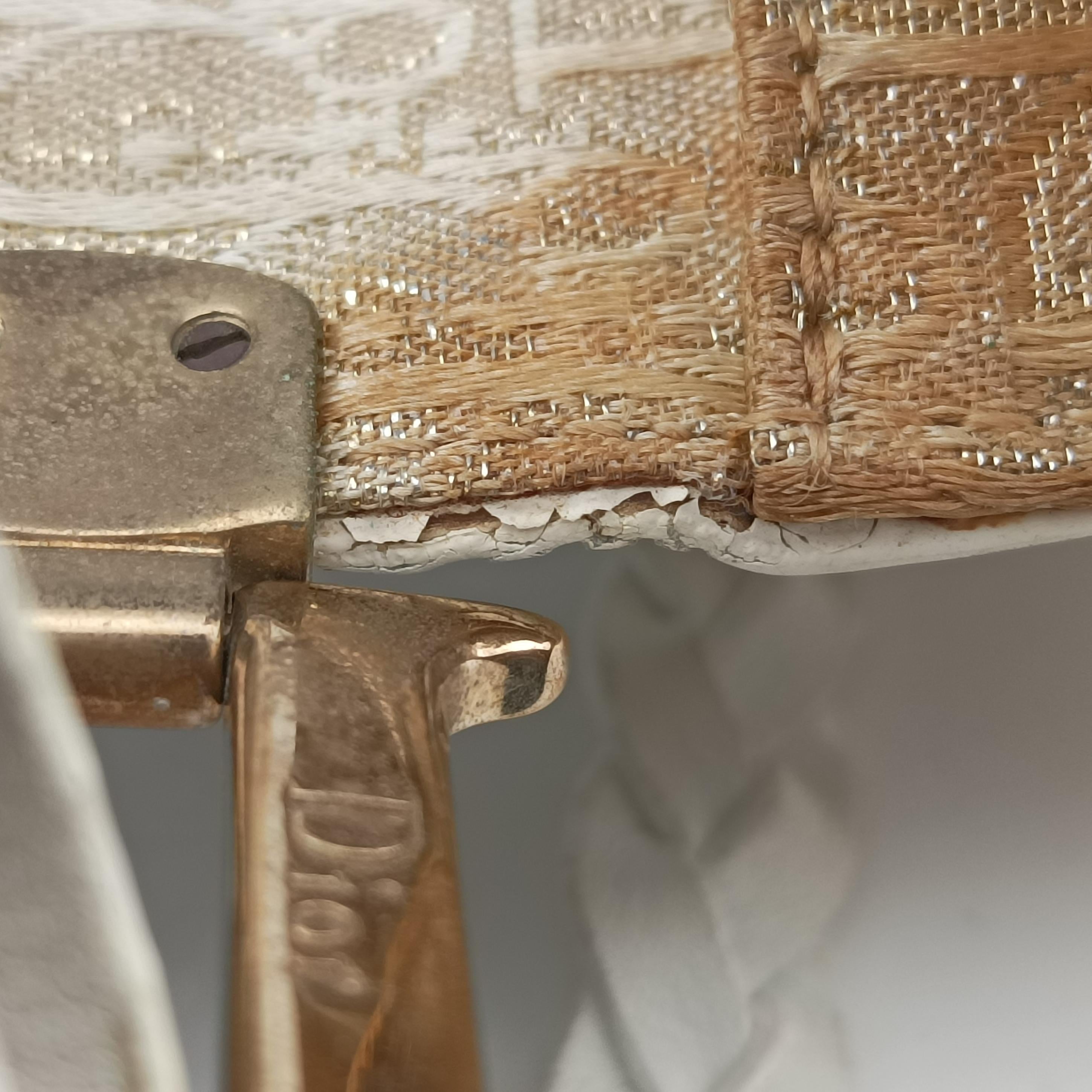 Secondhand Christian Dior D Trick Trotter White Canvas x Leather  shoulderbag | stylenewstar