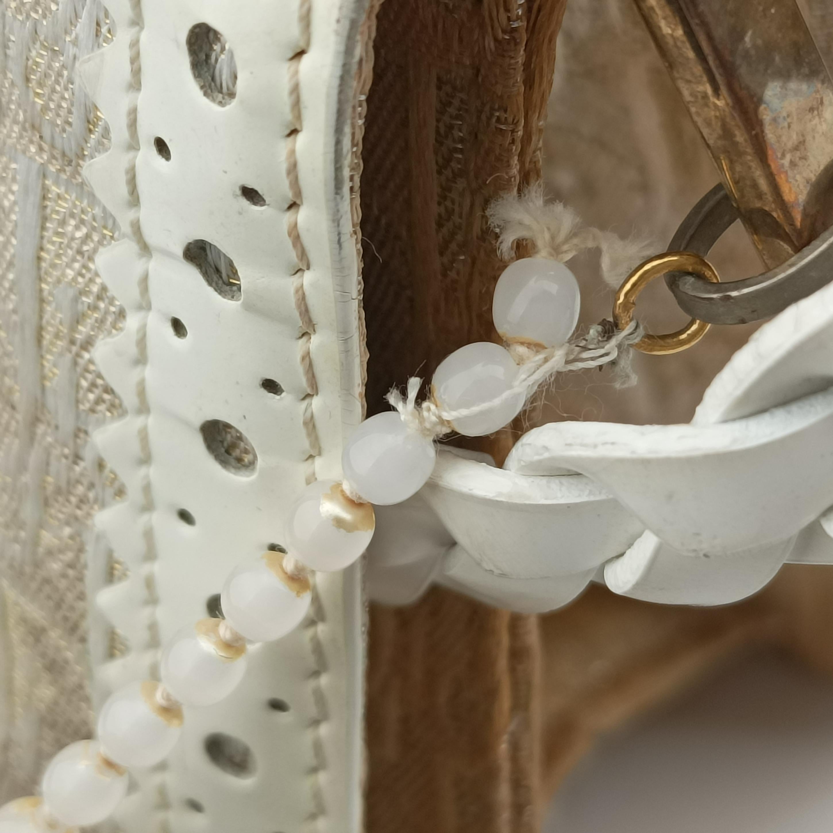 Secondhand Christian Dior D Trick Trotter White Canvas x Leather  shoulderbag | stylenewstar