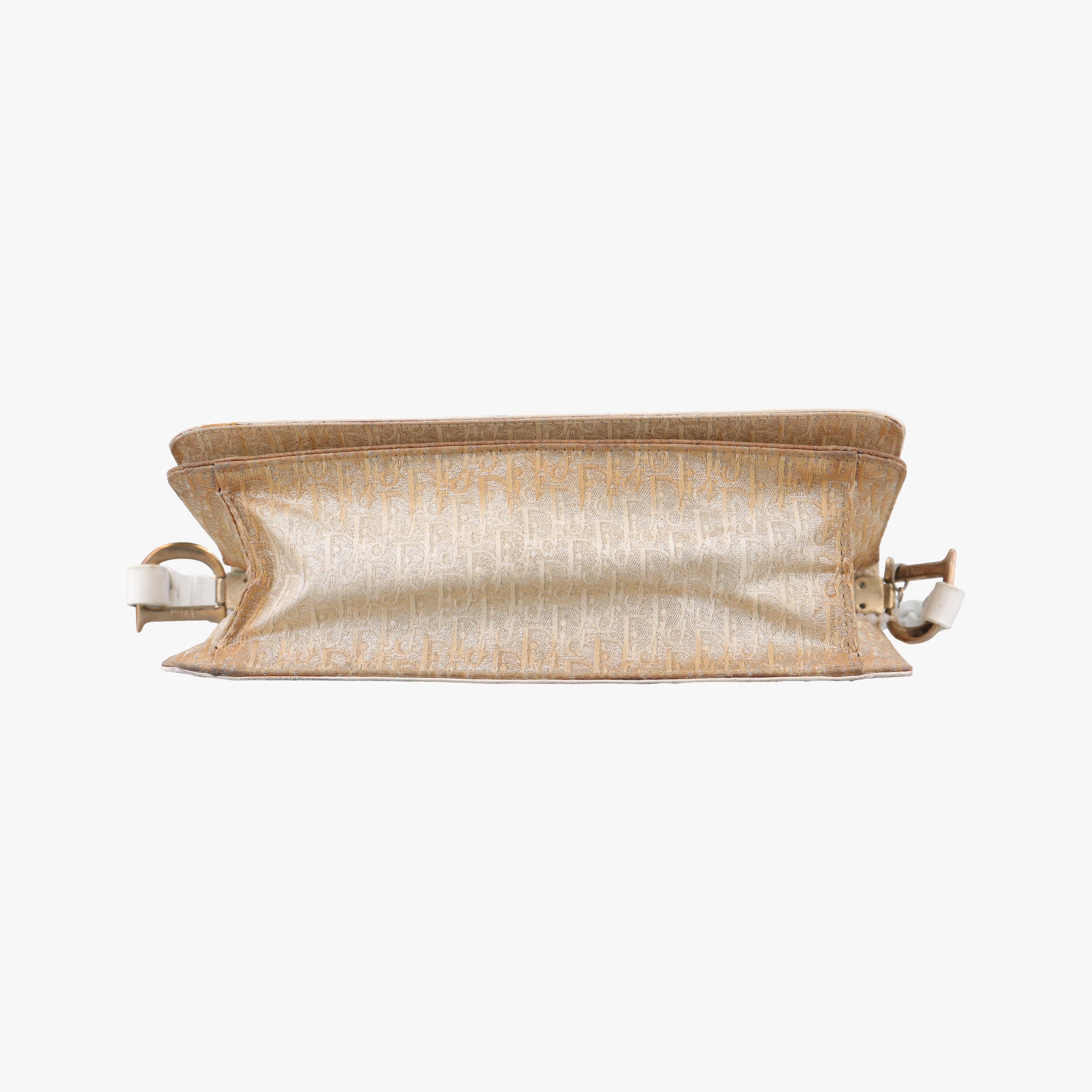 Secondhand Christian Dior D Trick Trotter White Canvas x Leather  shoulderbag | stylenewstar