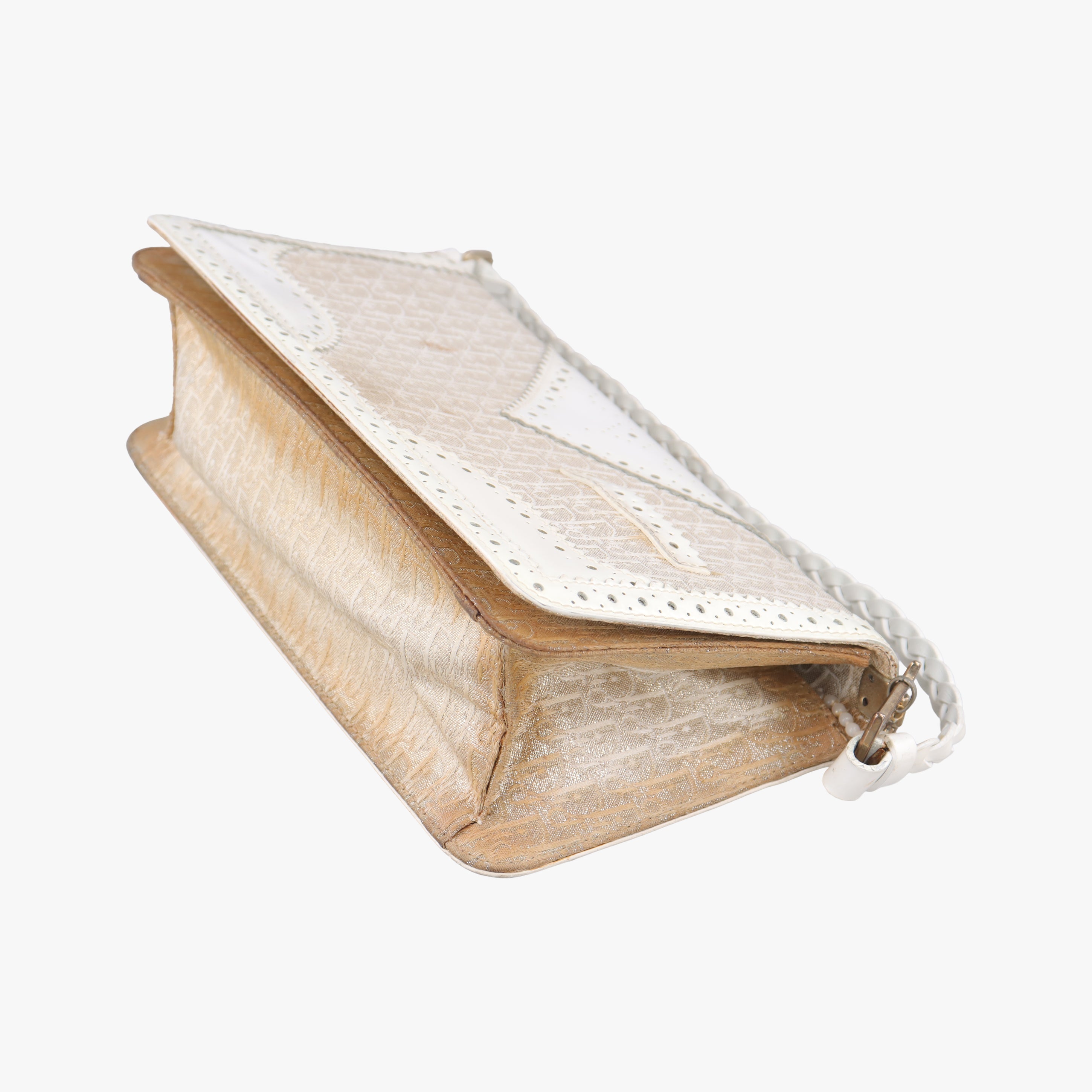 Secondhand Christian Dior D Trick Trotter White Canvas x Leather  shoulderbag | stylenewstar