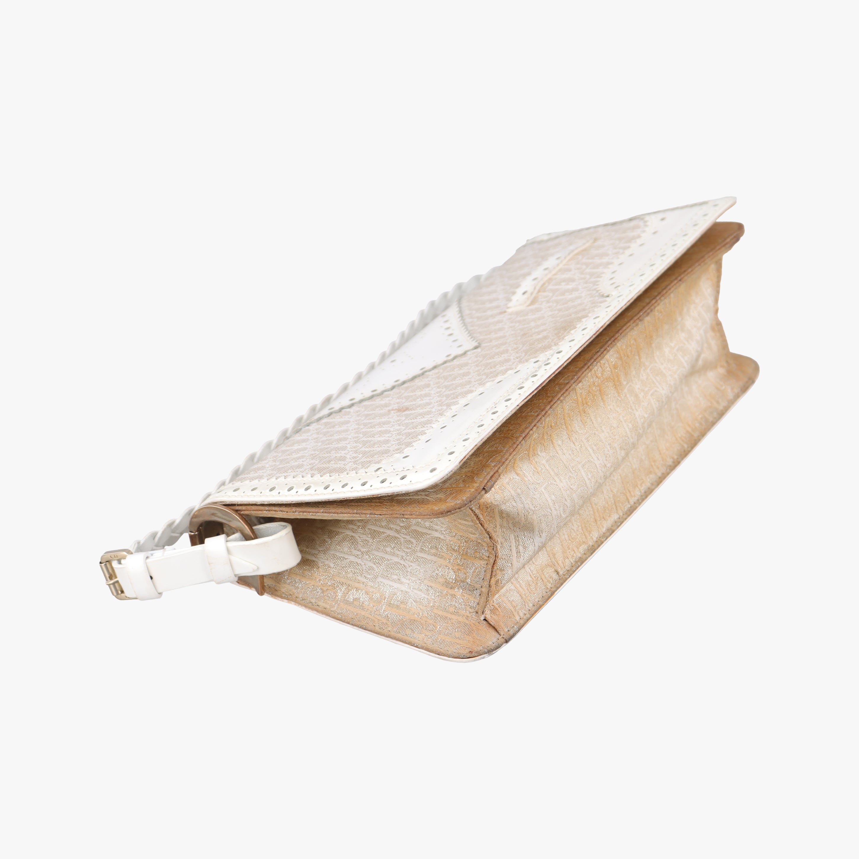 Secondhand Christian Dior D Trick Trotter White Canvas x Leather  shoulderbag | stylenewstar