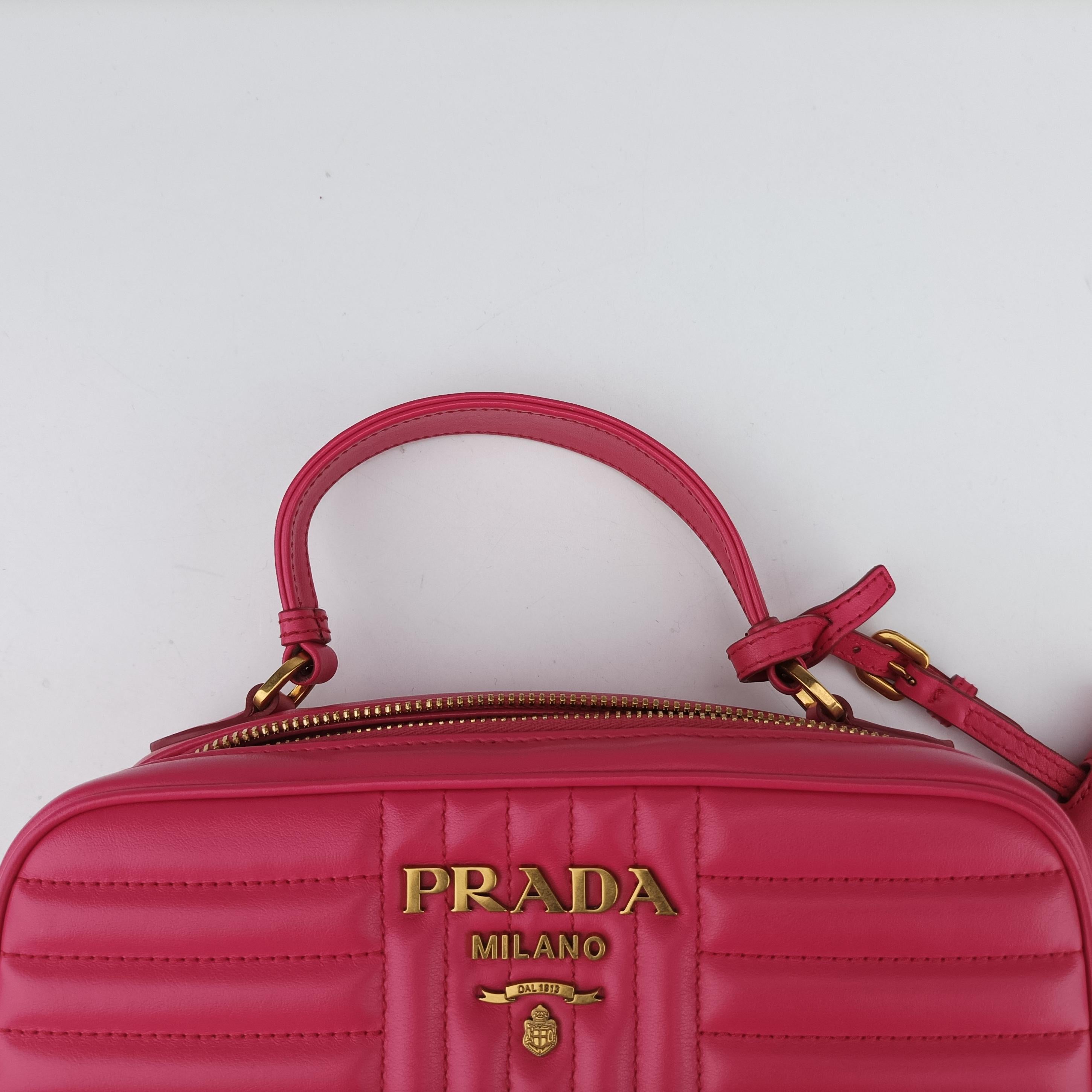 Pre-owned Prada Diagram Pink leather  shoulderbag | stylenewstar