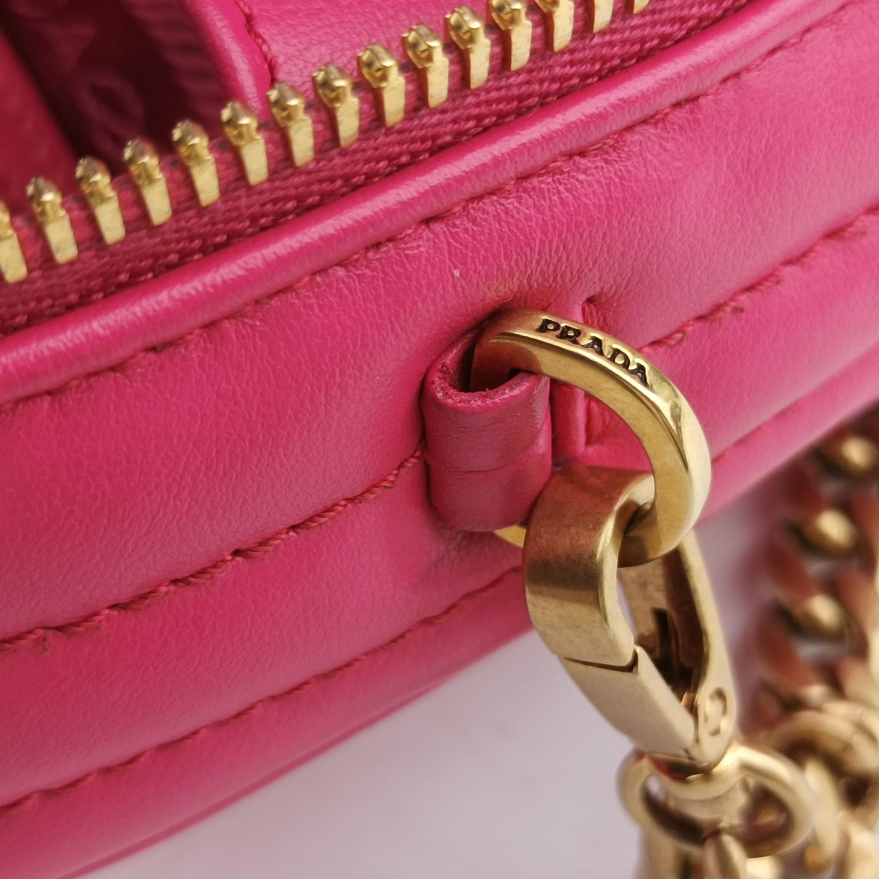 Pre-owned Prada Diagram Pink leather  shoulderbag | stylenewstar