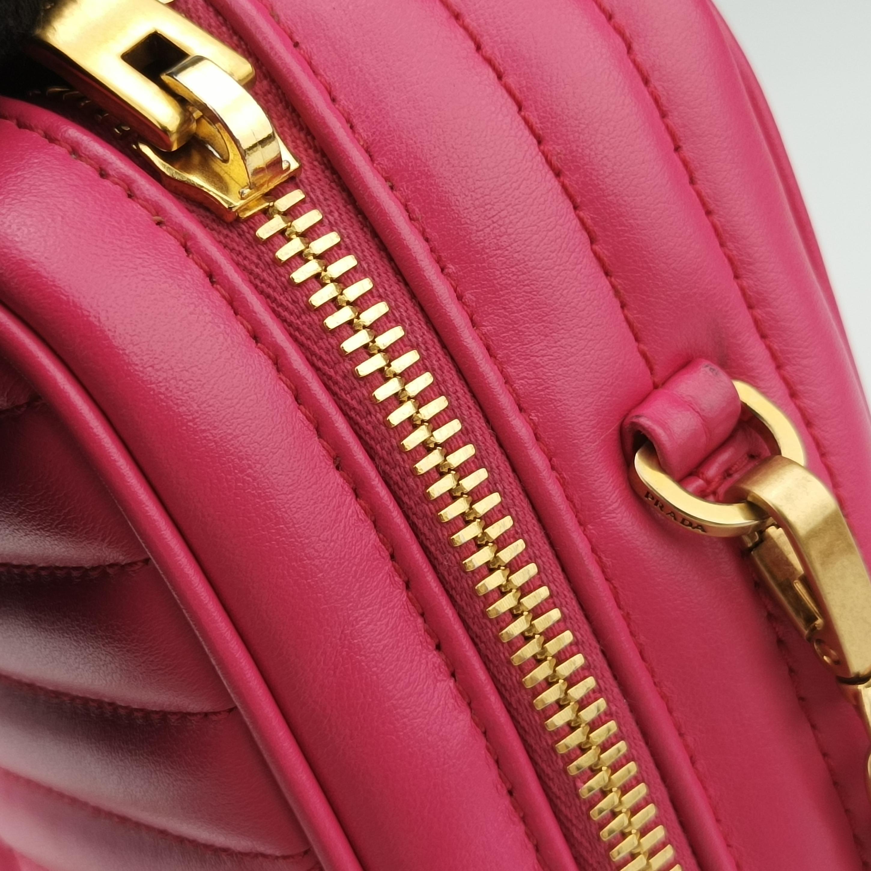 Pre-owned Prada Diagram Pink leather  shoulderbag | stylenewstar