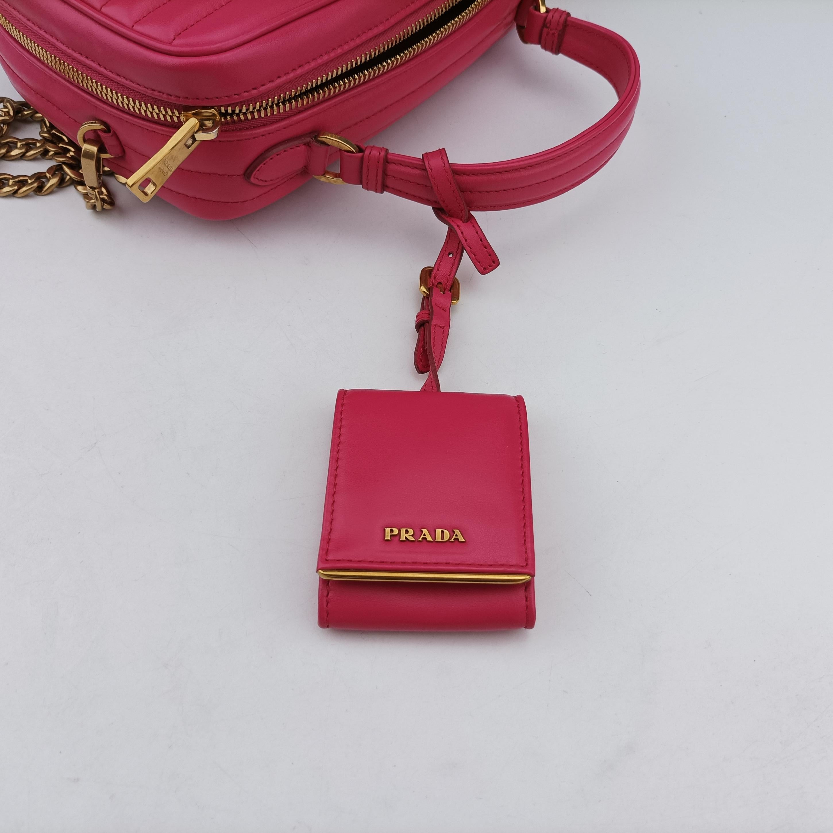 Pre-owned Prada Diagram Pink leather  shoulderbag | stylenewstar