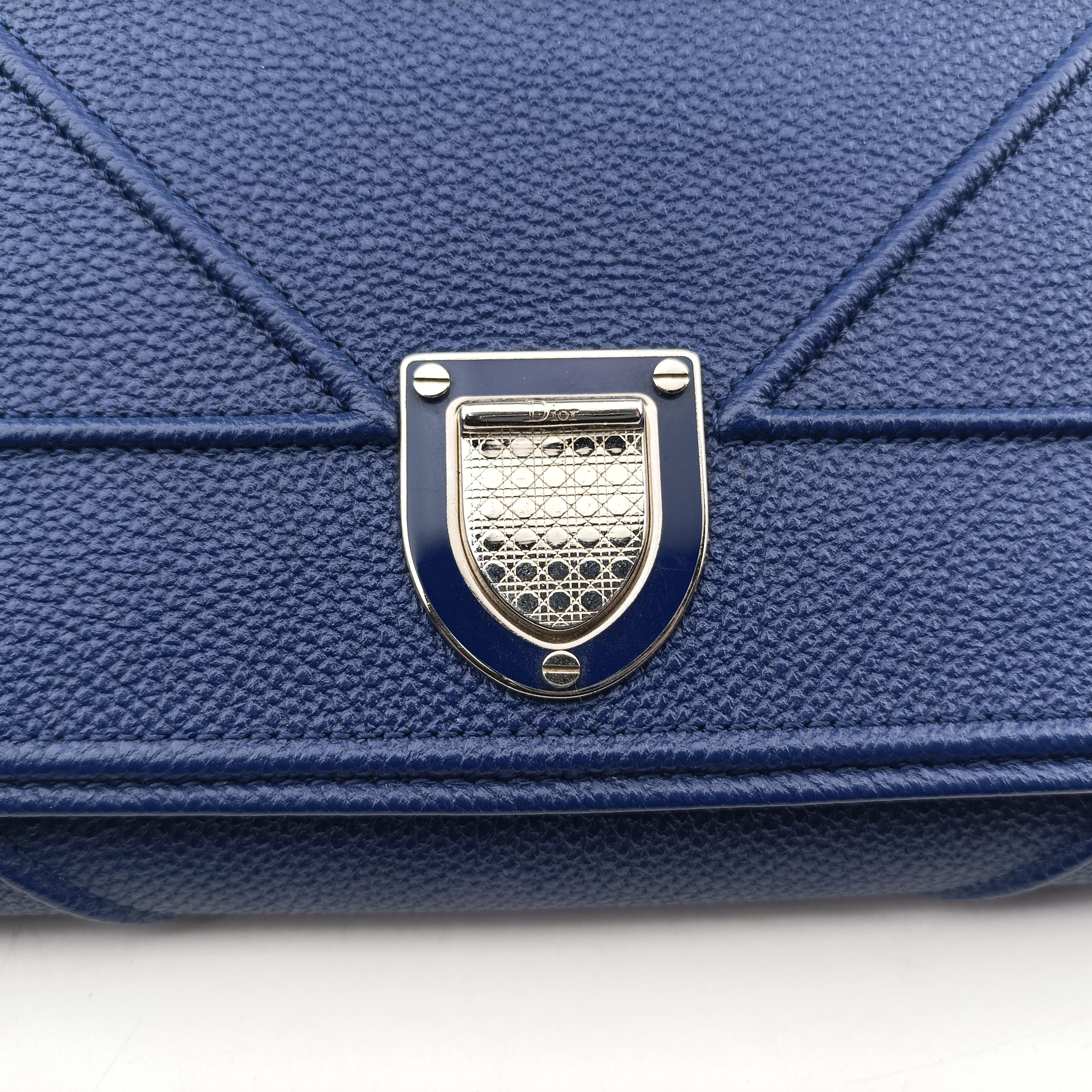 Pre-owned Christian Dior Diorama Blue Leather  shoulderbag | stylenewstar