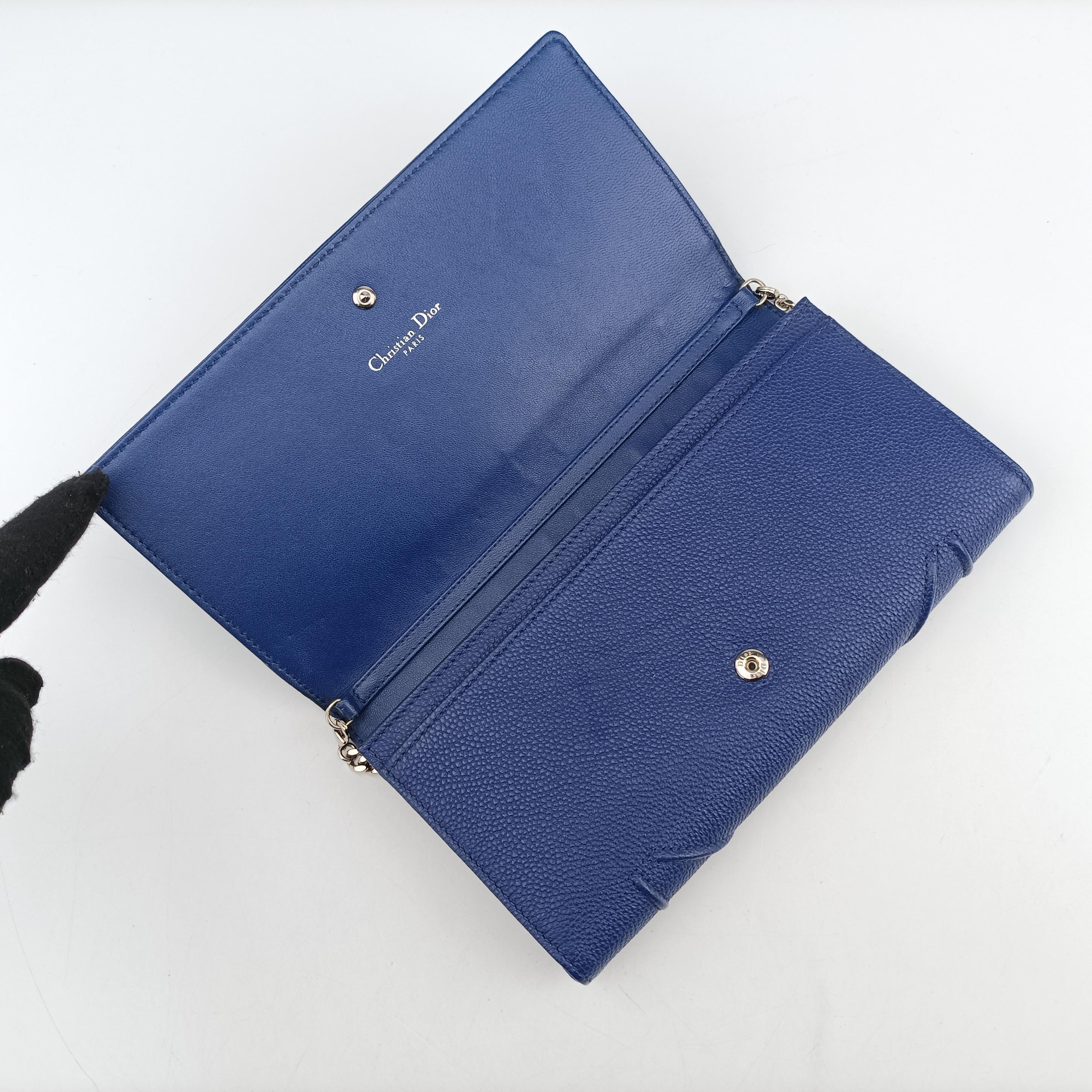 Pre-owned Christian Dior Diorama Blue Leather  shoulderbag | stylenewstar