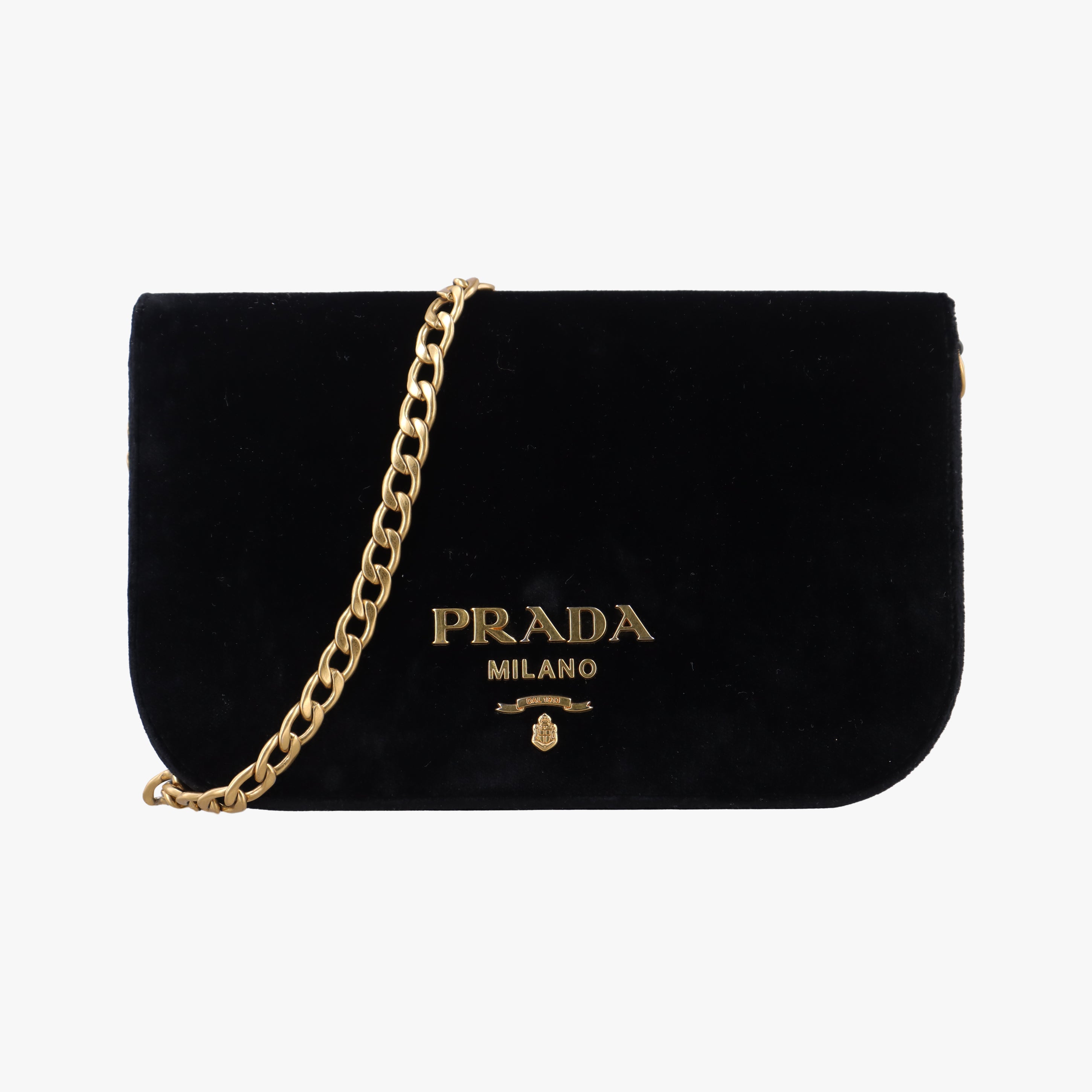 Vintage Prada Pattina City chain Black Velour 1BD009 shoulderbag | stylenewstar