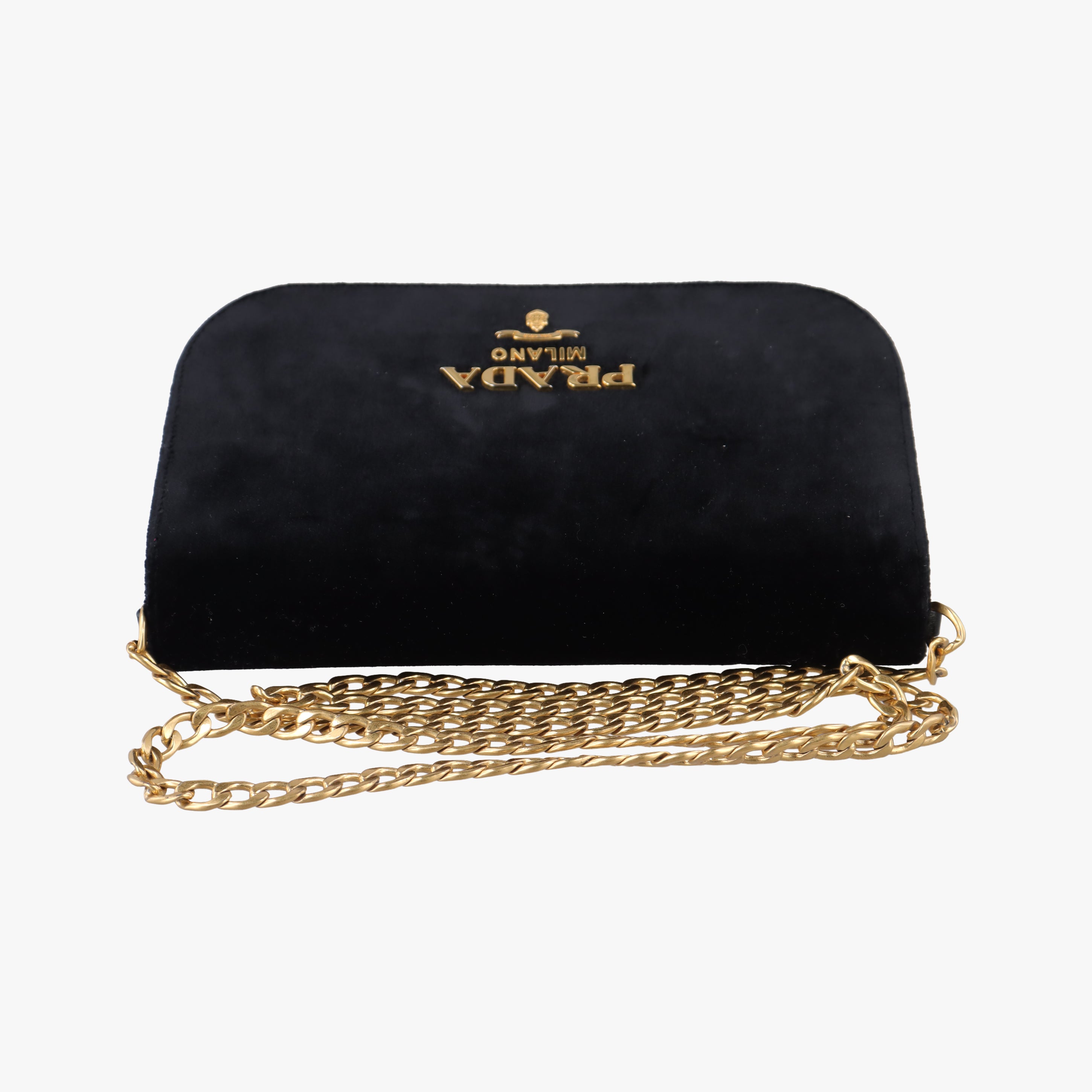 Vintage Prada Pattina City chain Black Velour 1BD009 shoulderbag | stylenewstar