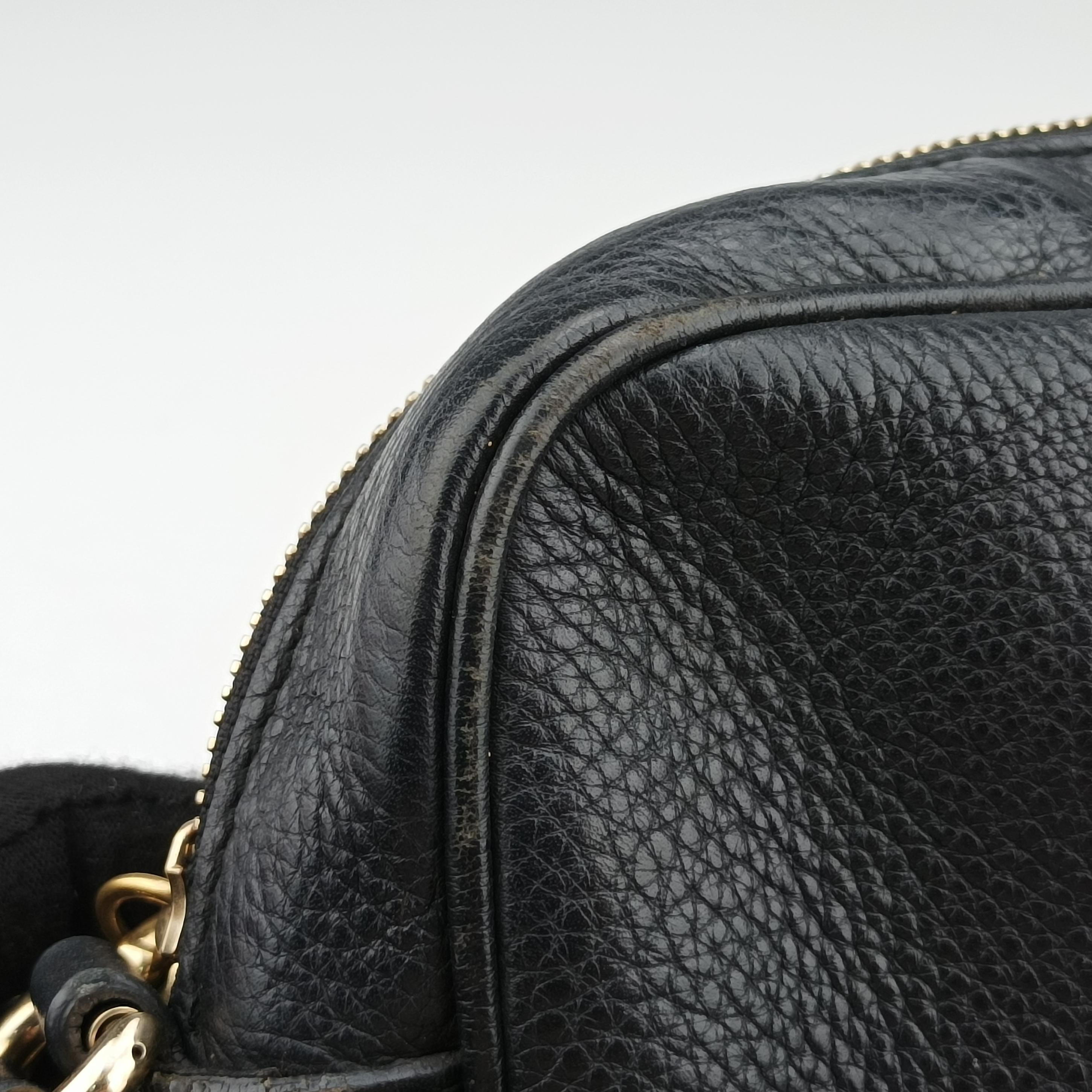 Pre-owned Gucci Soho Black Leather 308364 shoulderbag | stylenewstar