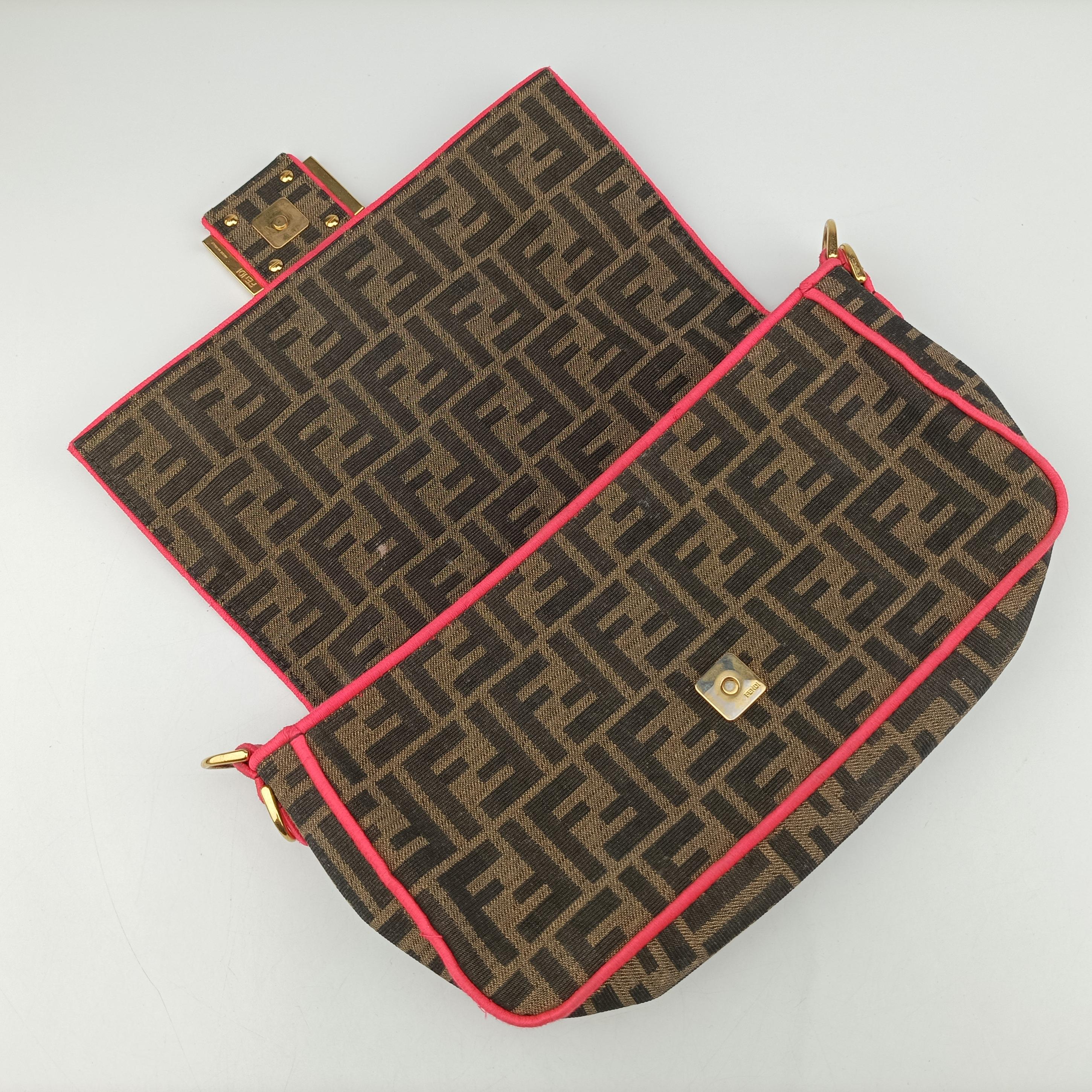 Pre-owned Fendi BAGUETTE Brown canvas 8BR600 shoulderbag | stylenewstar