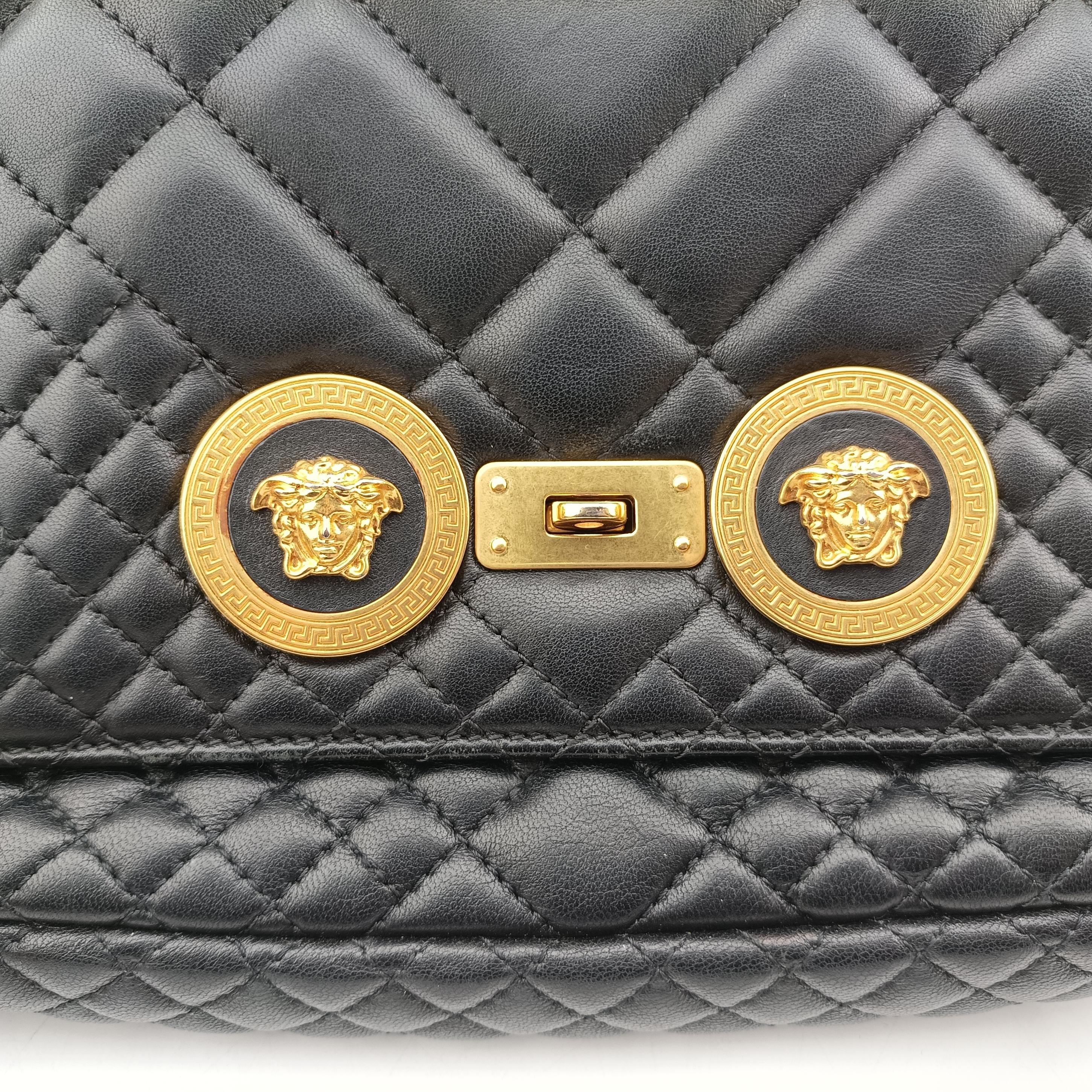 Pre-owned VERSACE Medusa Black Leather  shoulderbag | stylenewstar