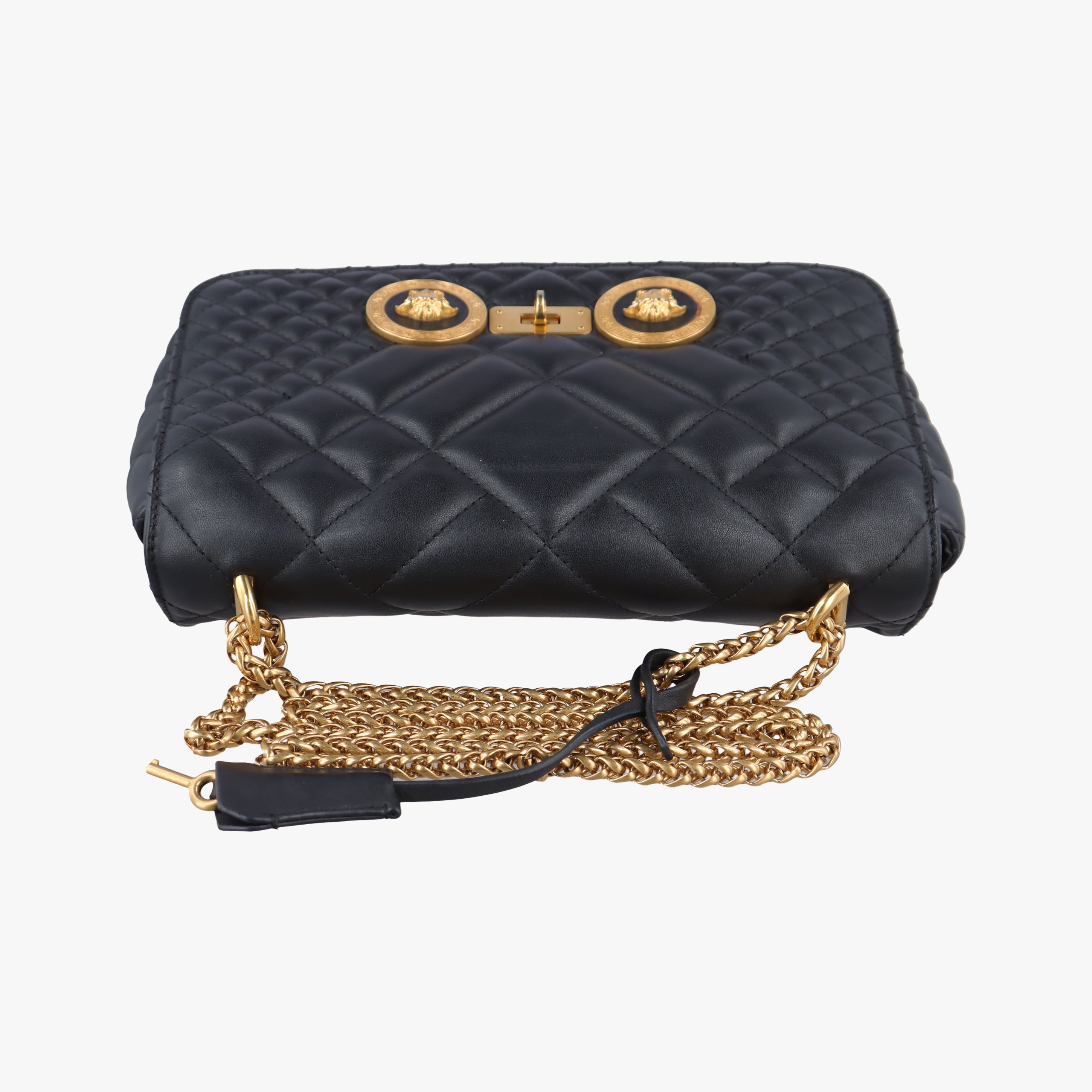 Pre-owned VERSACE Medusa Black Leather  shoulderbag | stylenewstar
