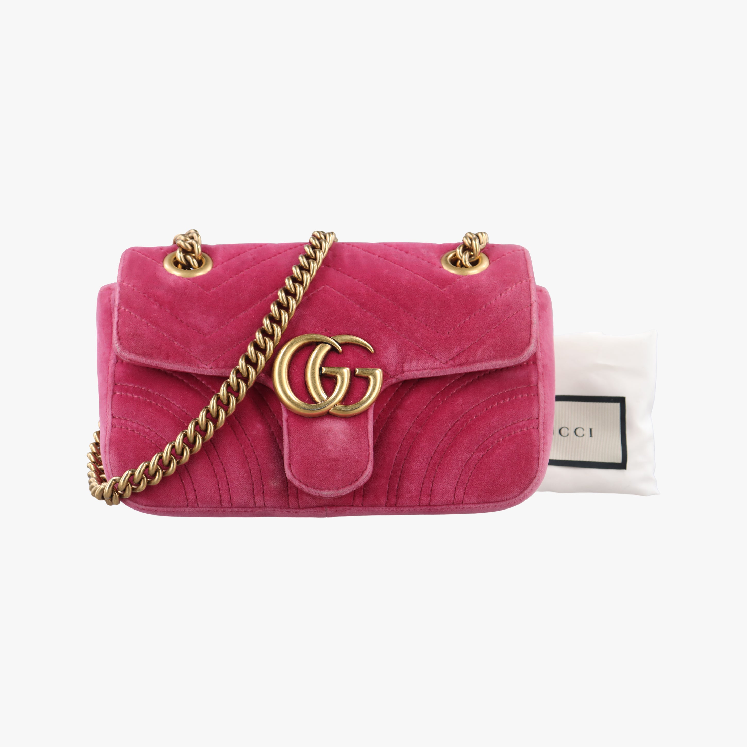 Secondhand Gucci GG Marmont Rose velour 446744 shoulderbag | stylenewstar