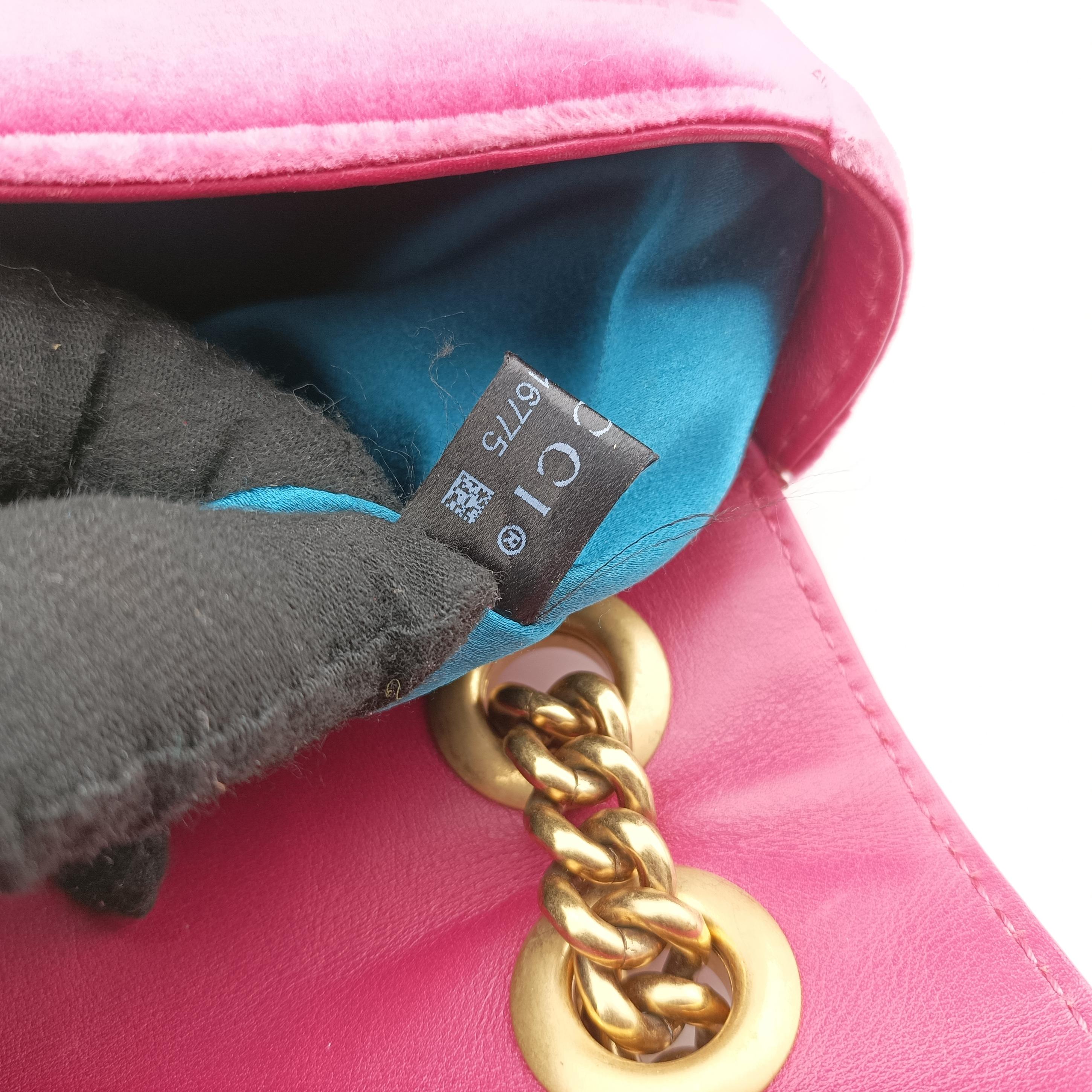 Secondhand Gucci GG Marmont Rose velour 446744 shoulderbag | stylenewstar