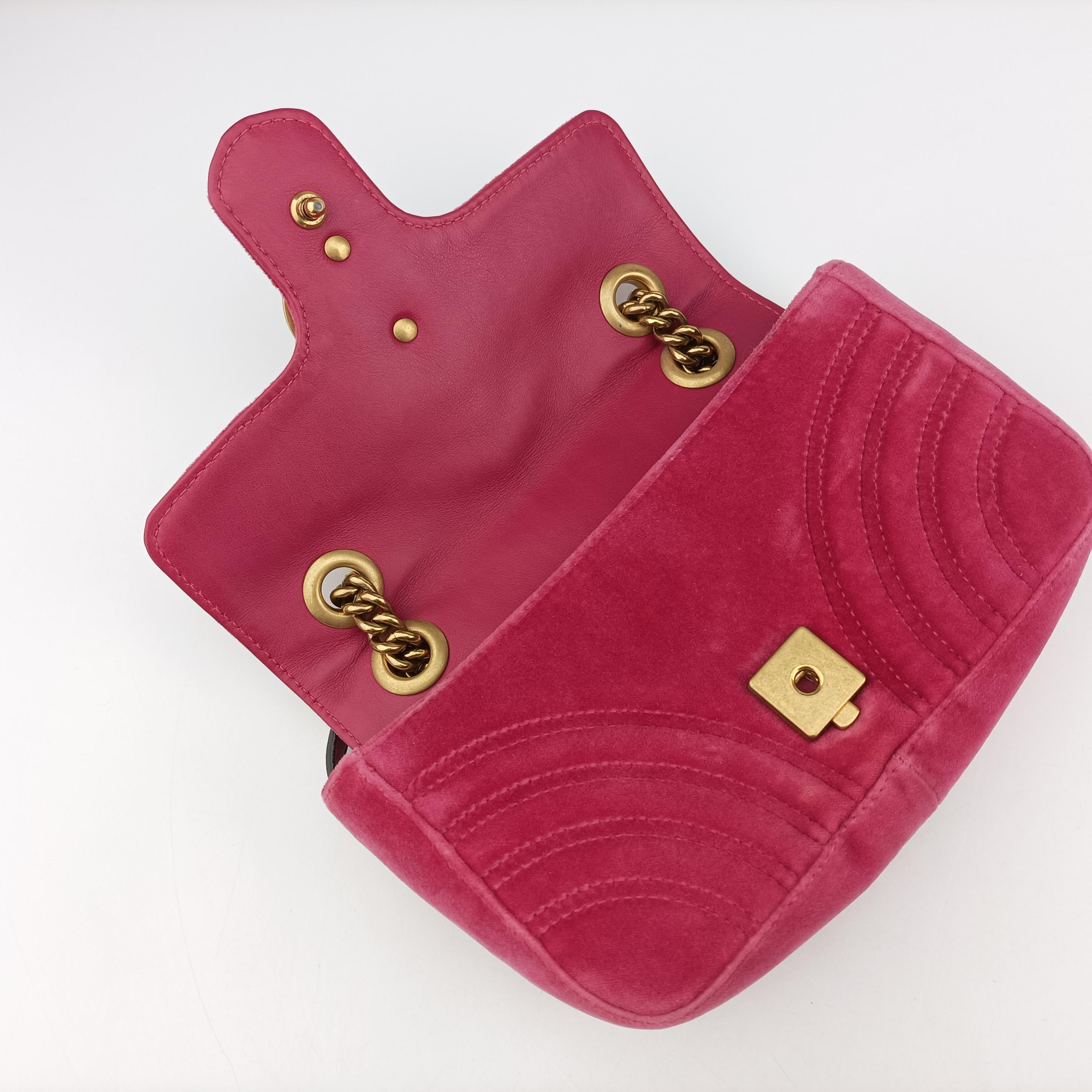Secondhand Gucci GG Marmont Rose velour 446744 shoulderbag | stylenewstar