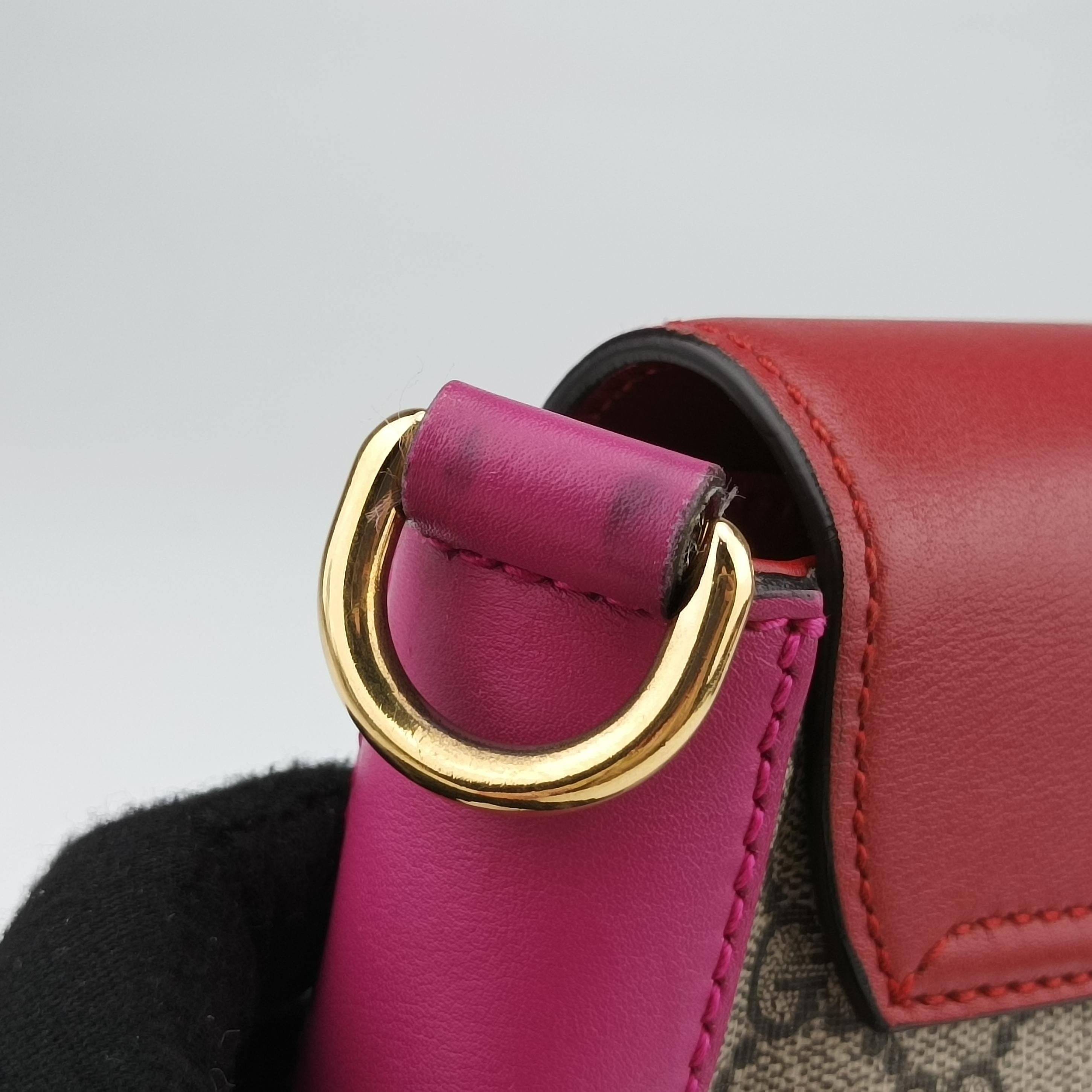 Vintage Gucci GG Supreme Padlock Beige×Red×Multicolour PVC coated canvas×Leather 453189 shoulderbag | stylenewstar