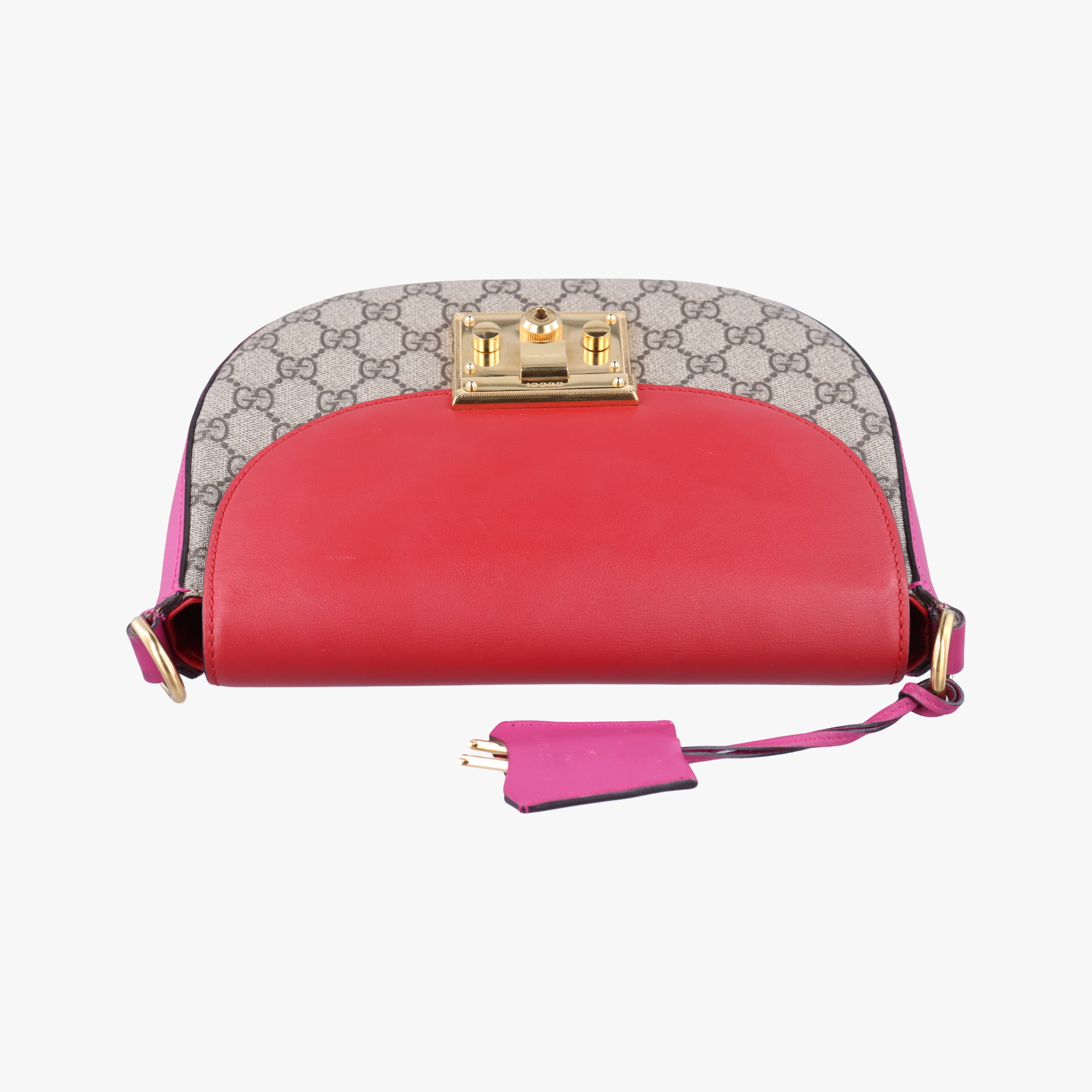 Vintage Gucci GG Supreme Padlock Beige×Red×Multicolour PVC coated canvas×Leather 453189 shoulderbag | stylenewstar