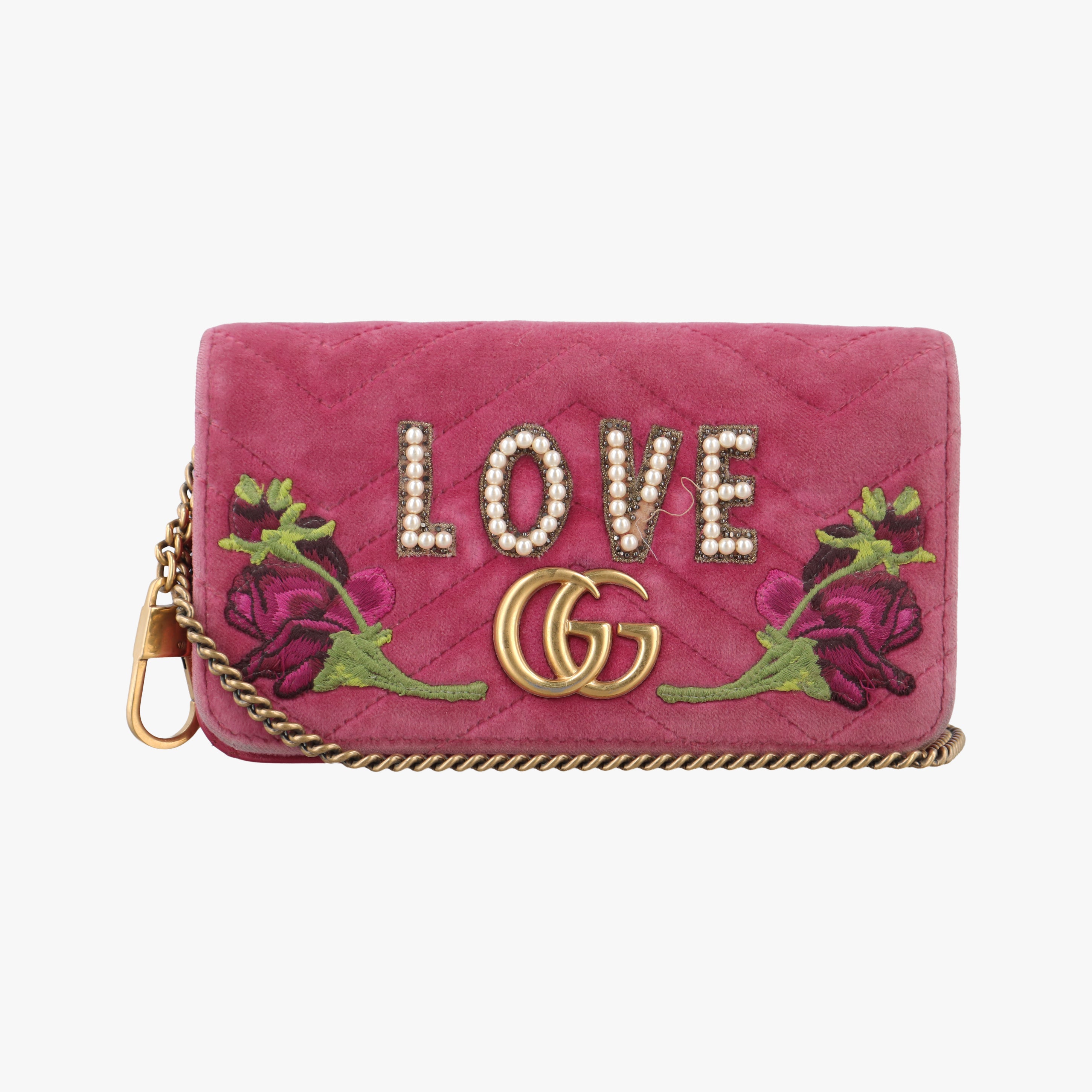 Pre-owned Gucci GG Marmont Rose velour 488426 shoulderbag | stylenewstar