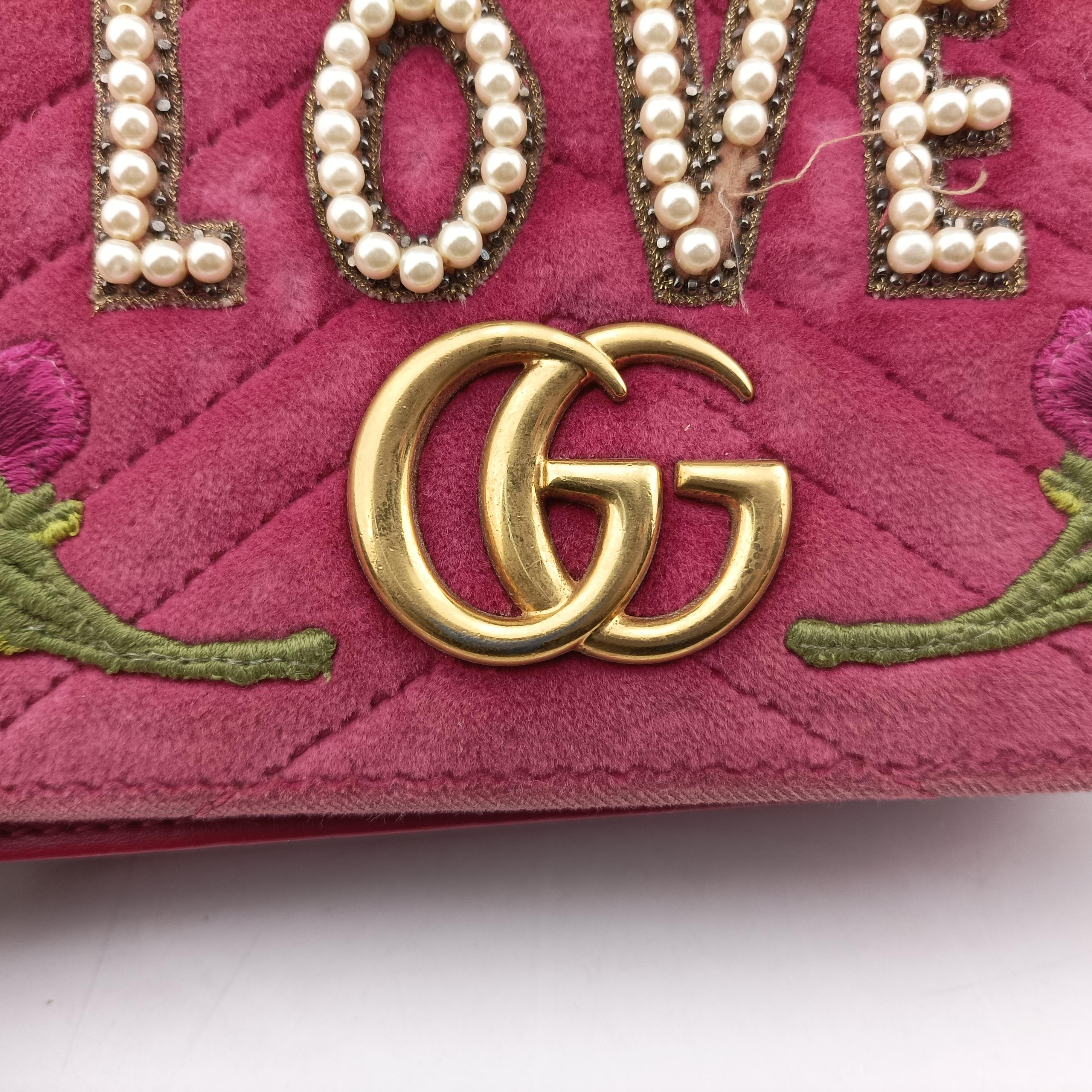 Pre-owned Gucci GG Marmont Rose velour 488426 shoulderbag | stylenewstar