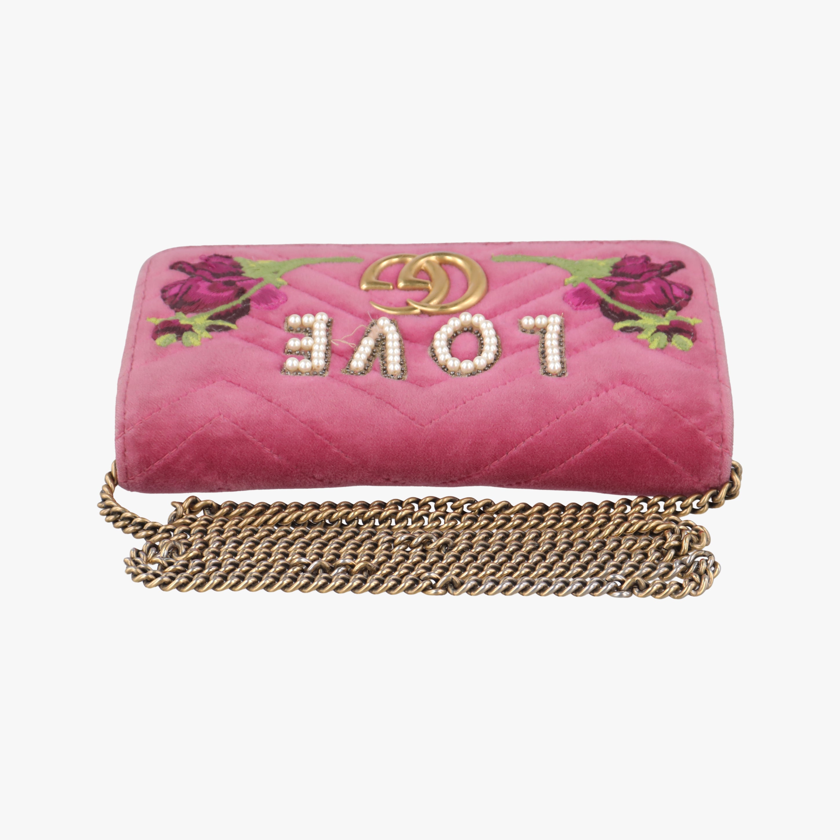 Pre-owned Gucci GG Marmont Rose velour 488426 shoulderbag | stylenewstar