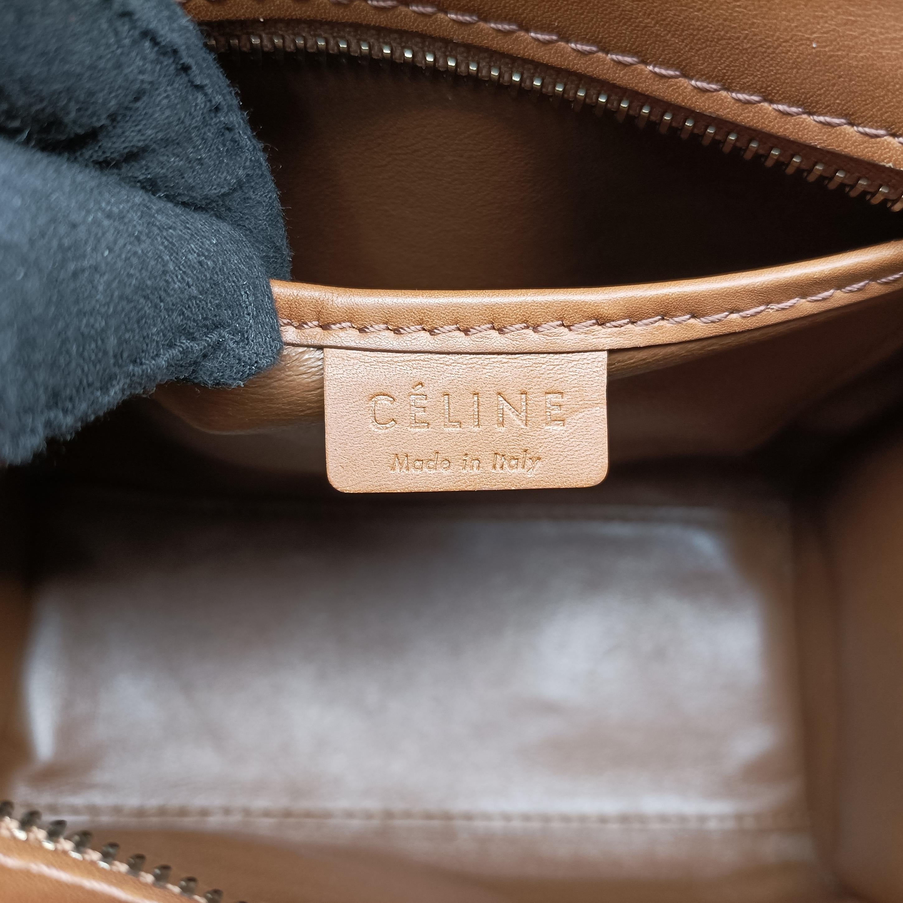 Secondhand Celine luggage nano shopper Brown×white×black Leather  shoulderbag | stylenewstar