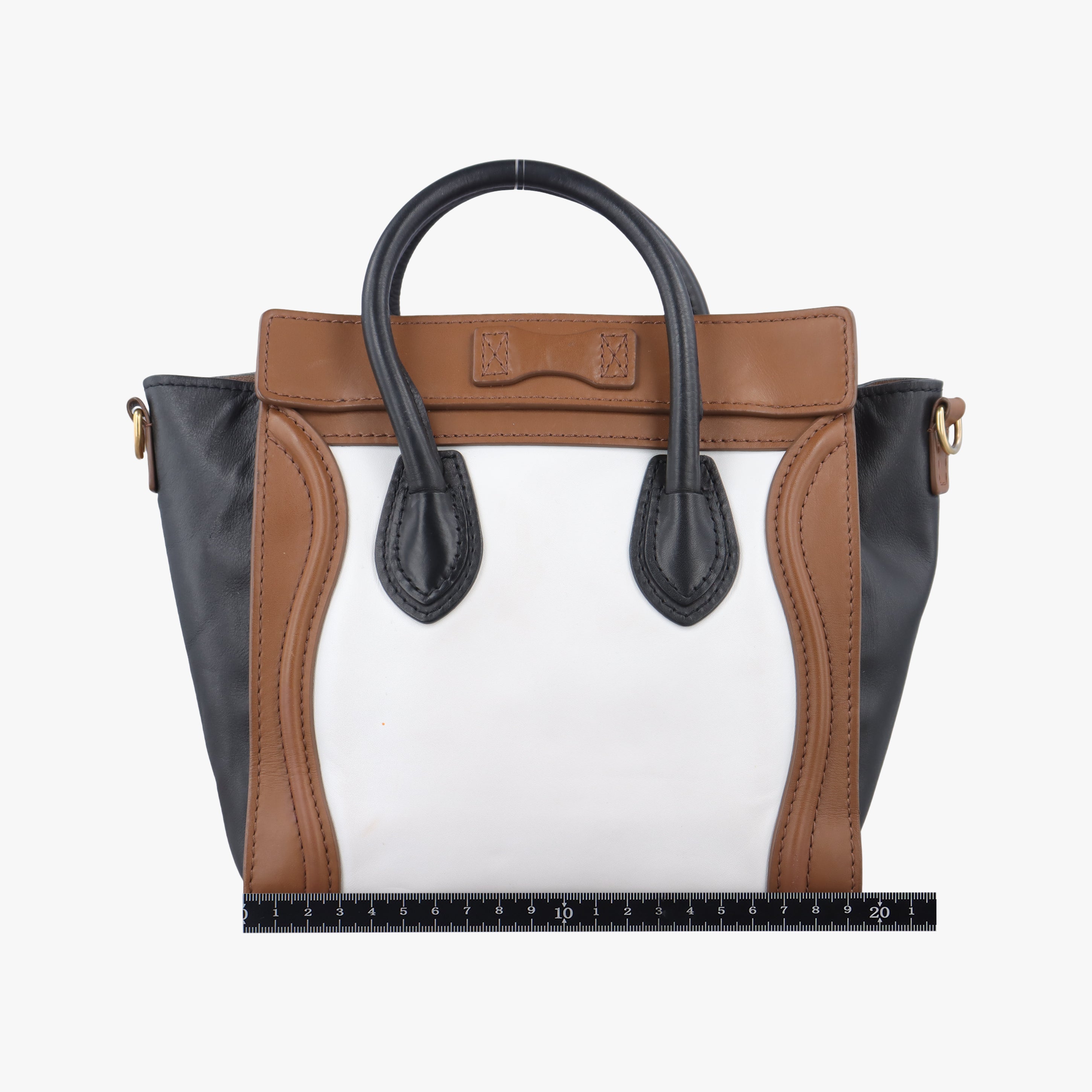 Secondhand Celine luggage nano shopper Brown×white×black Leather  shoulderbag | stylenewstar