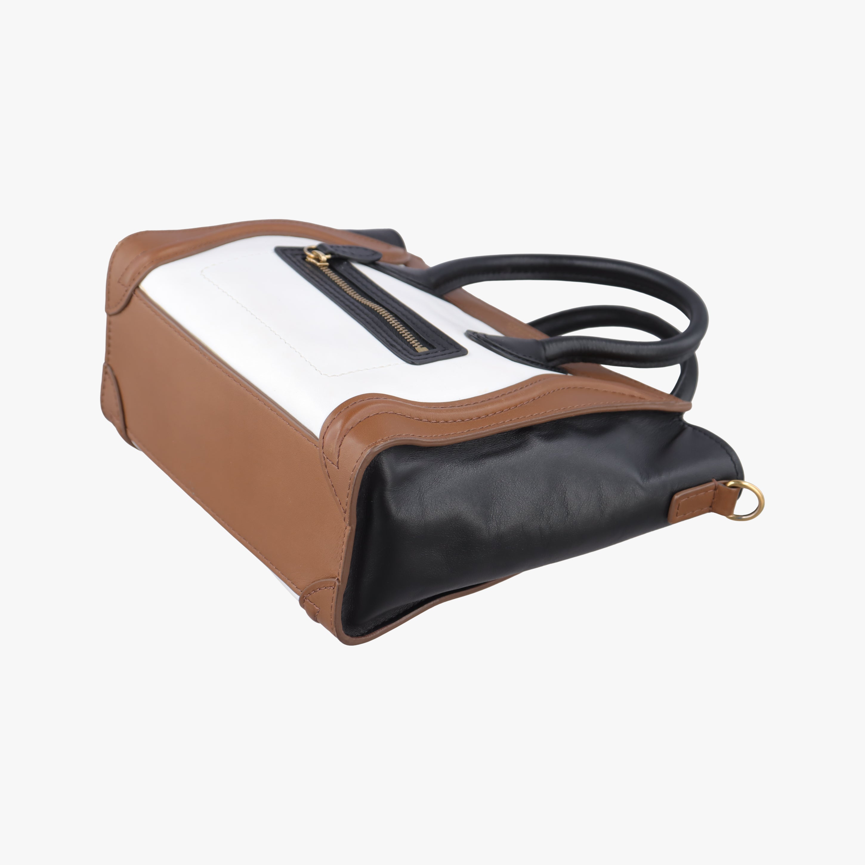 Secondhand Celine luggage nano shopper Brown×white×black Leather  shoulderbag | stylenewstar