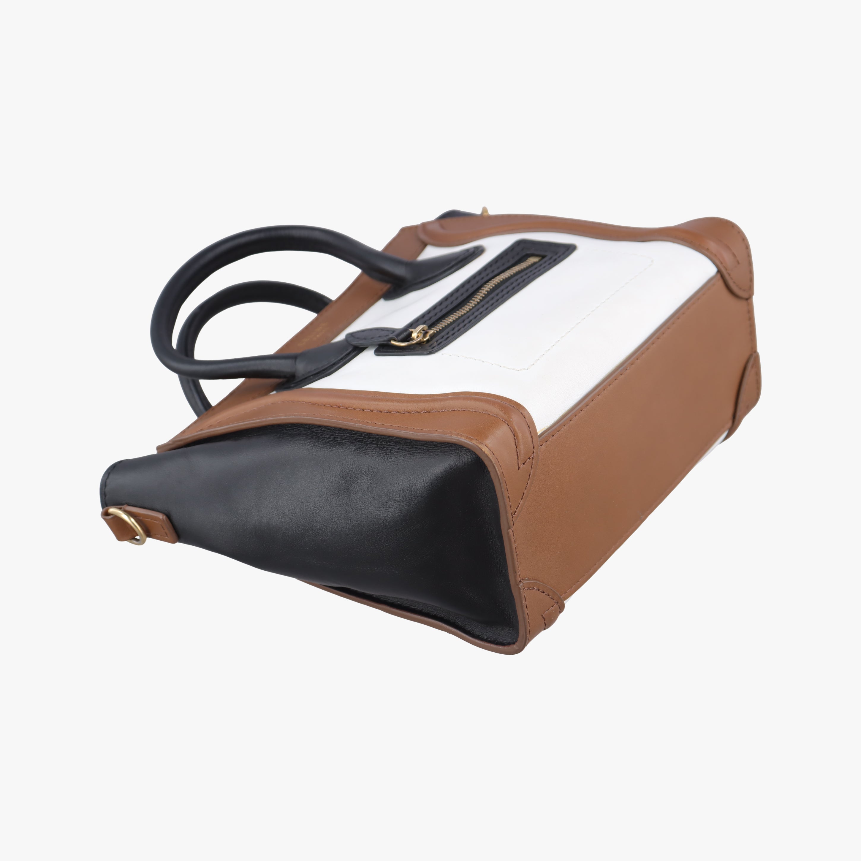 Secondhand Celine luggage nano shopper Brown×white×black Leather  shoulderbag | stylenewstar