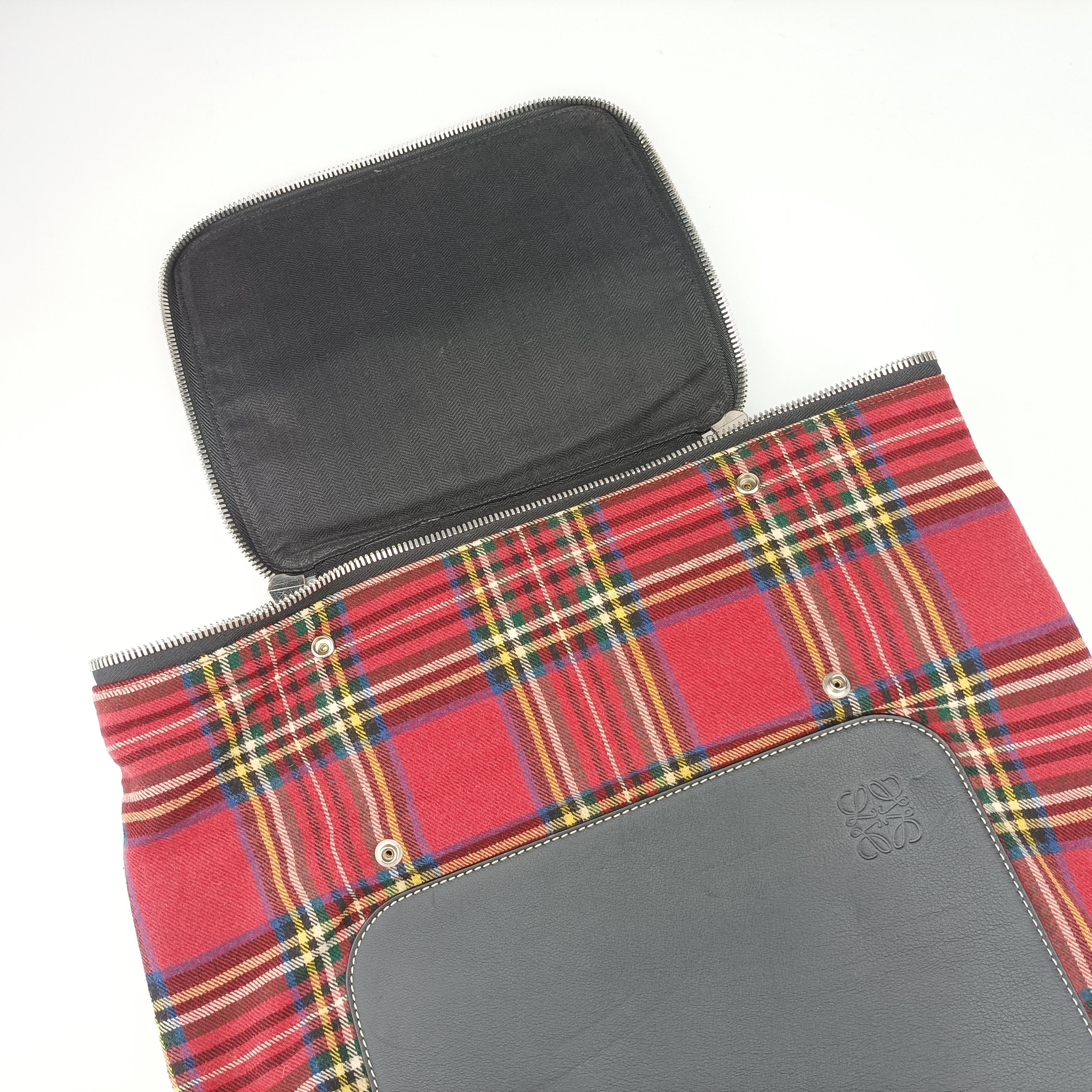 Pre-owned Loewe Goya Tartan Check Red x Blank Canvas x Leather  backpack/rucksack | stylenewstar