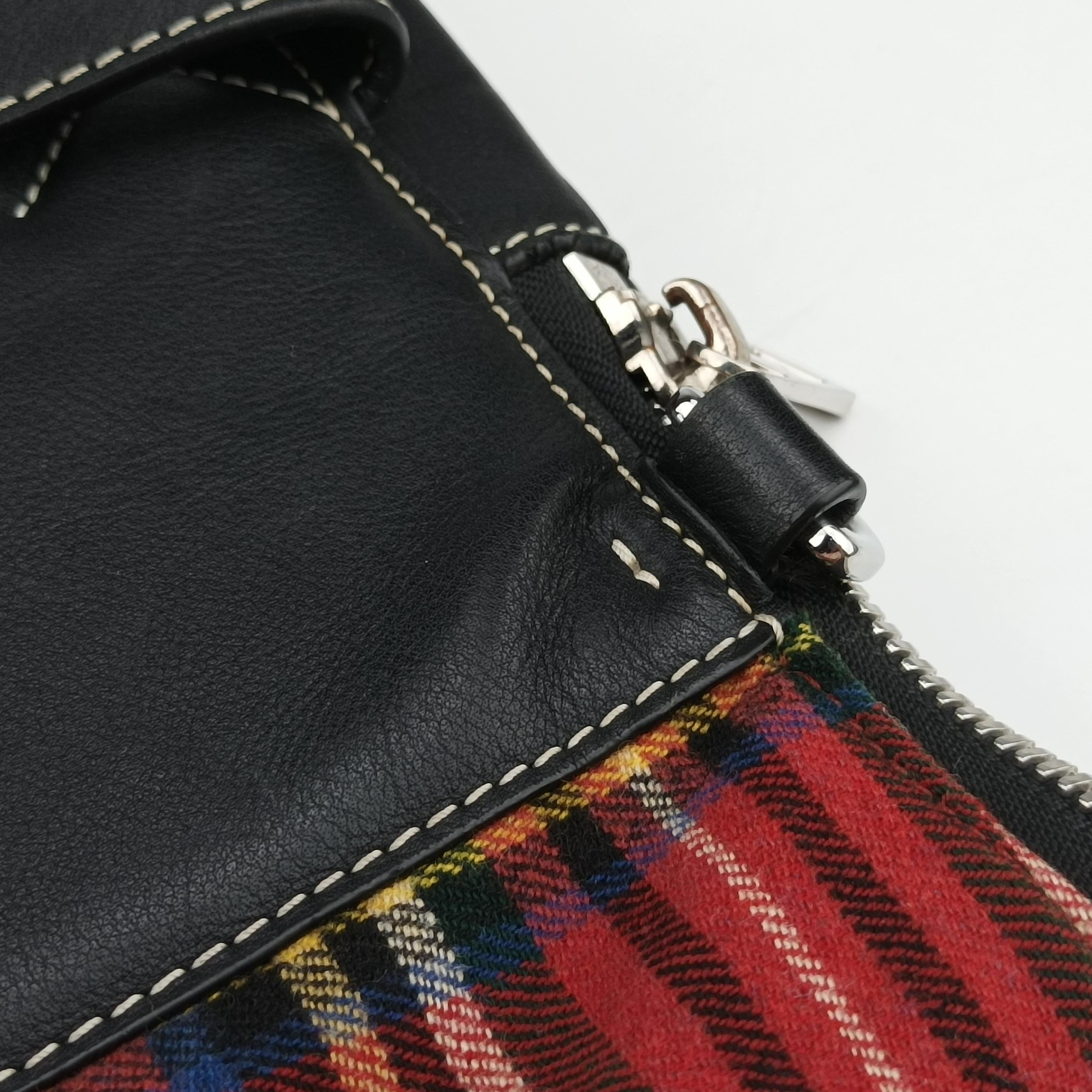 Pre-owned Loewe Goya Tartan Check Red x Blank Canvas x Leather  backpack/rucksack | stylenewstar