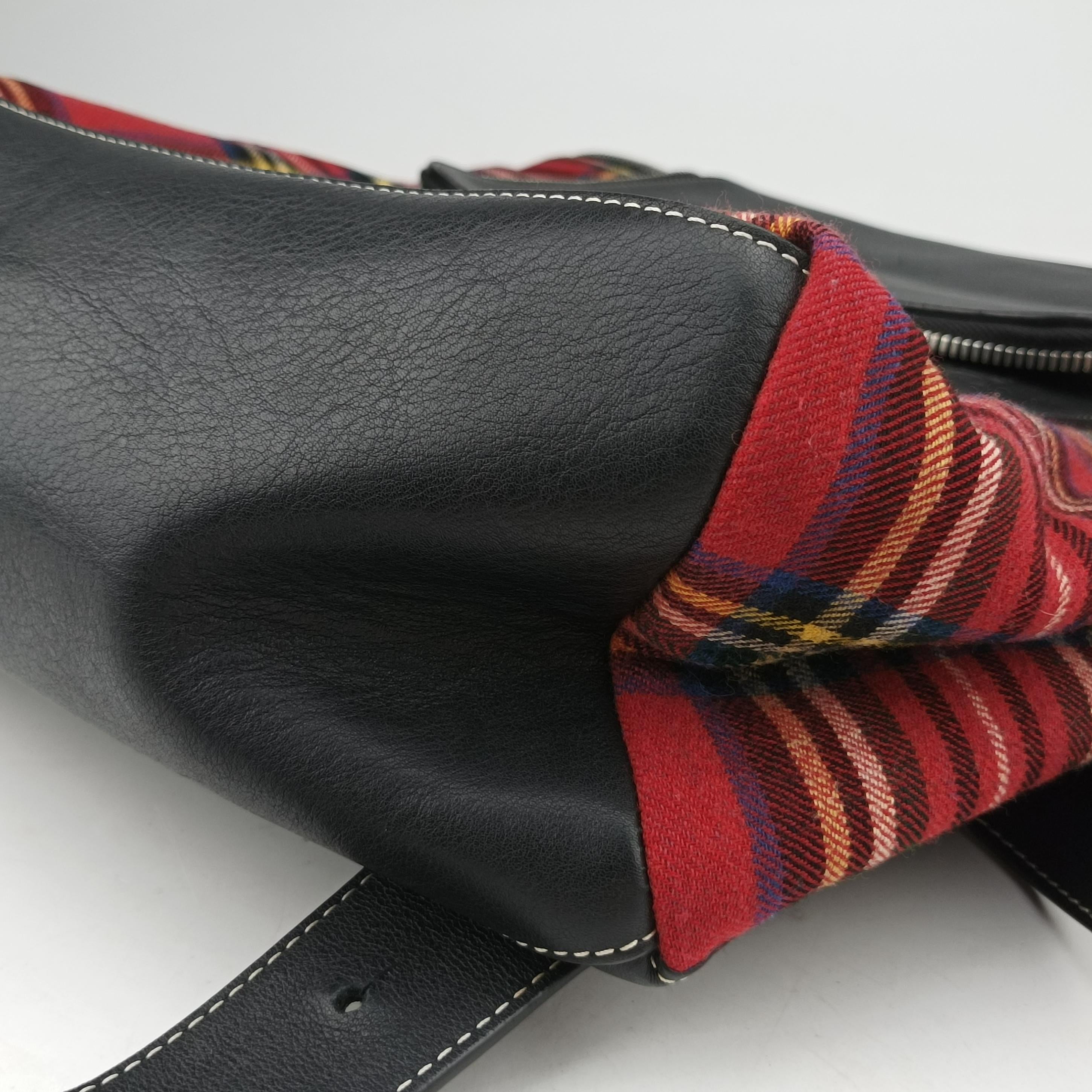 Pre-owned Loewe Goya Tartan Check Red x Blank Canvas x Leather  backpack/rucksack | stylenewstar