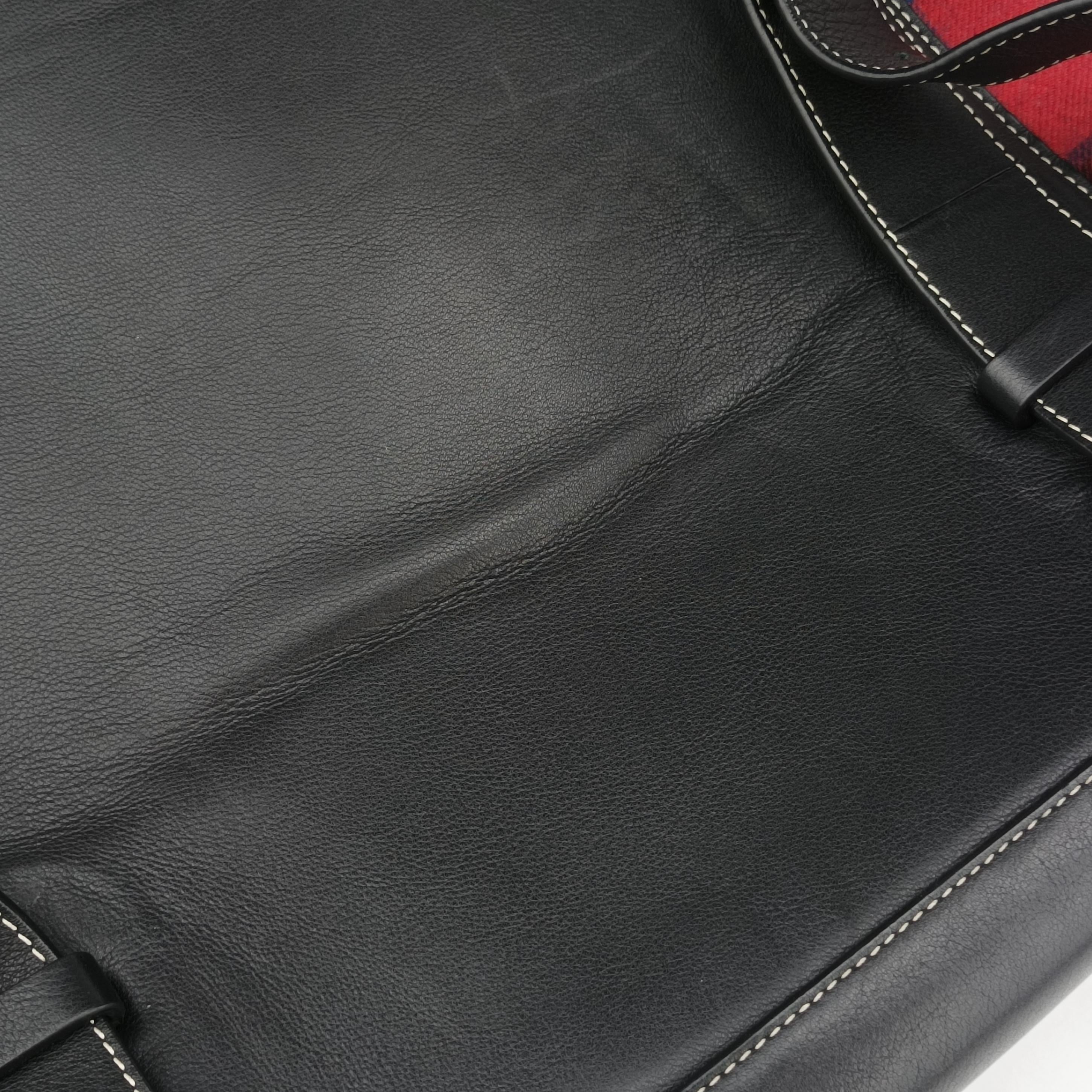Pre-owned Loewe Goya Tartan Check Red x Blank Canvas x Leather  backpack/rucksack | stylenewstar