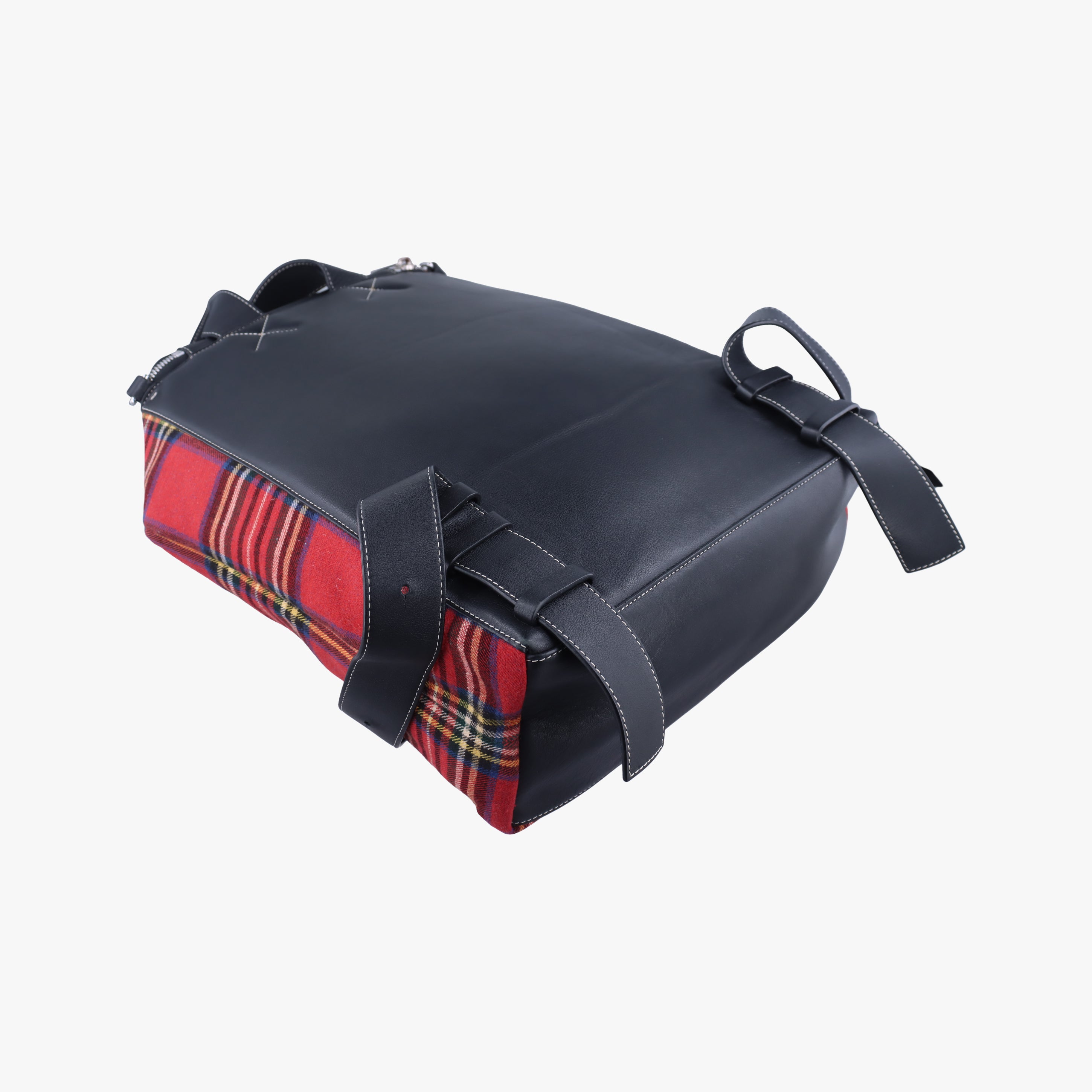Pre-owned Loewe Goya Tartan Check Red x Blank Canvas x Leather  backpack/rucksack | stylenewstar