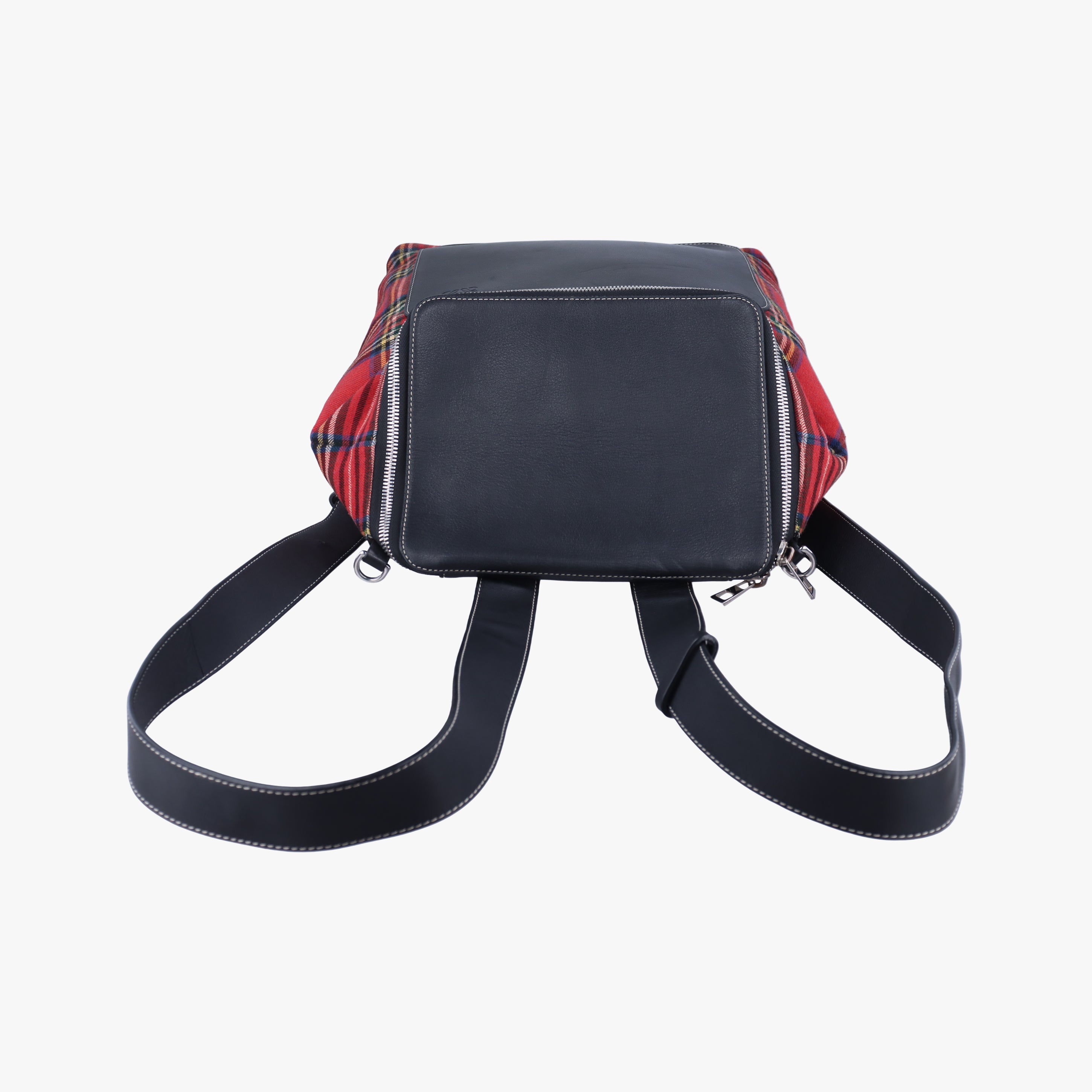Pre-owned Loewe Goya Tartan Check Red x Blank Canvas x Leather  backpack/rucksack | stylenewstar