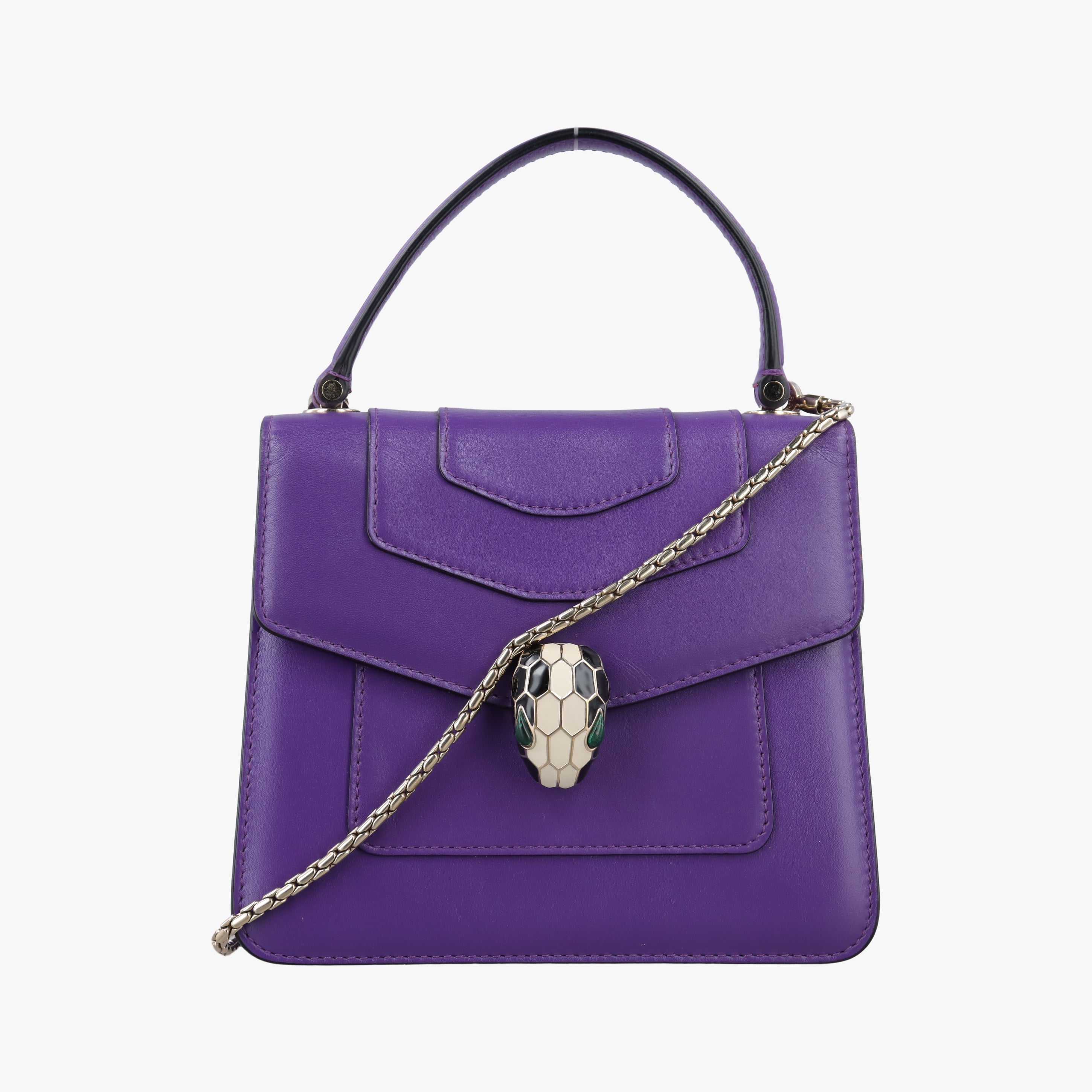 Pre-owned Bvlgari SERPENTI FOREVER Purple Leather  shoulderbag | stylenewstar