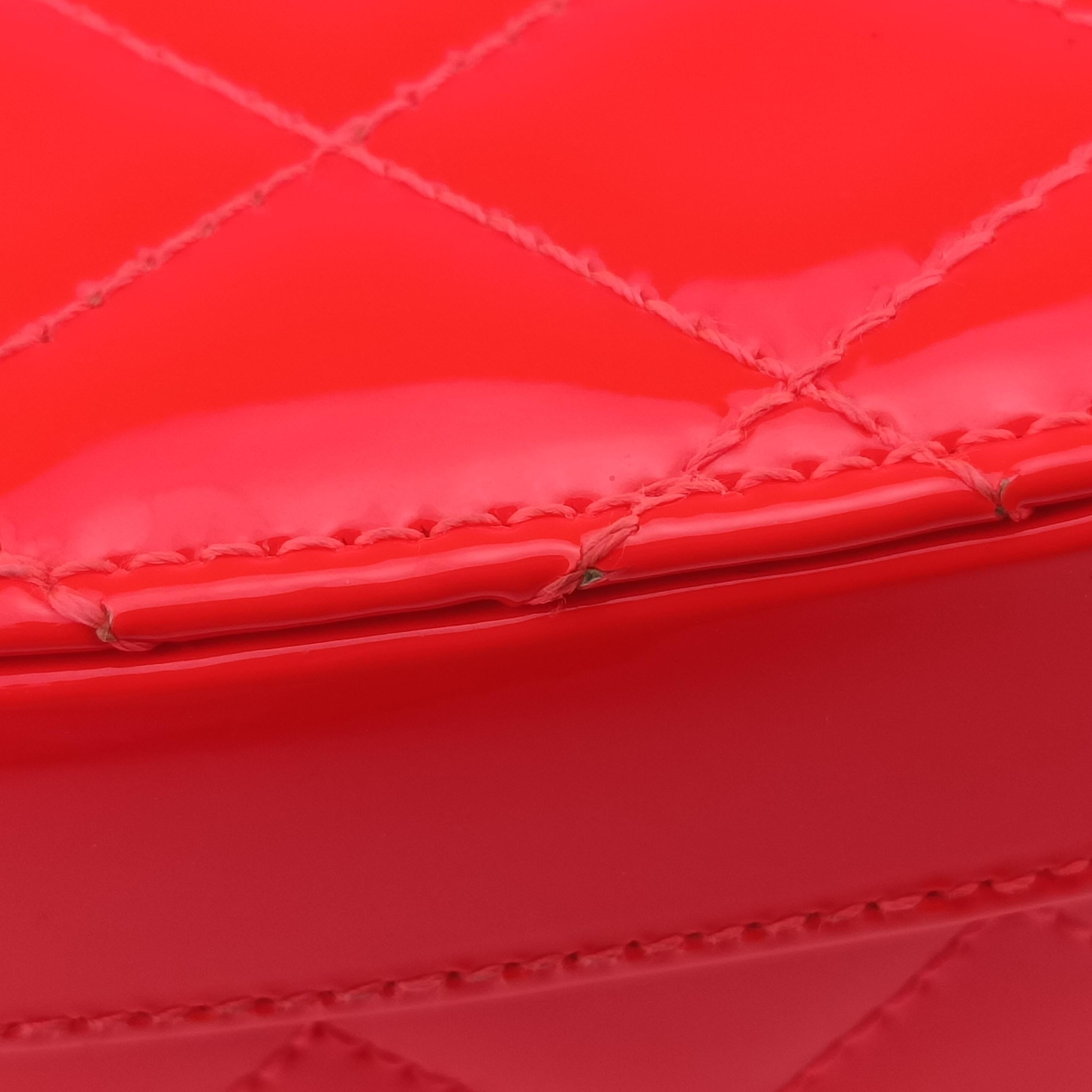 Pre-owned Chanel Vanity Matelasse Chain Handle Orange Patent A91055 handbag | stylenewstar