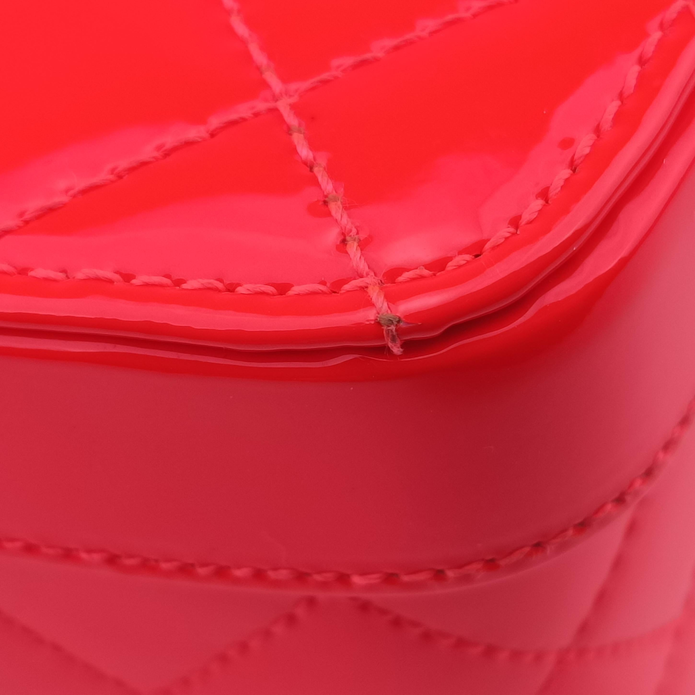 Pre-owned Chanel Vanity Matelasse Chain Handle Orange Patent A91055 handbag | stylenewstar