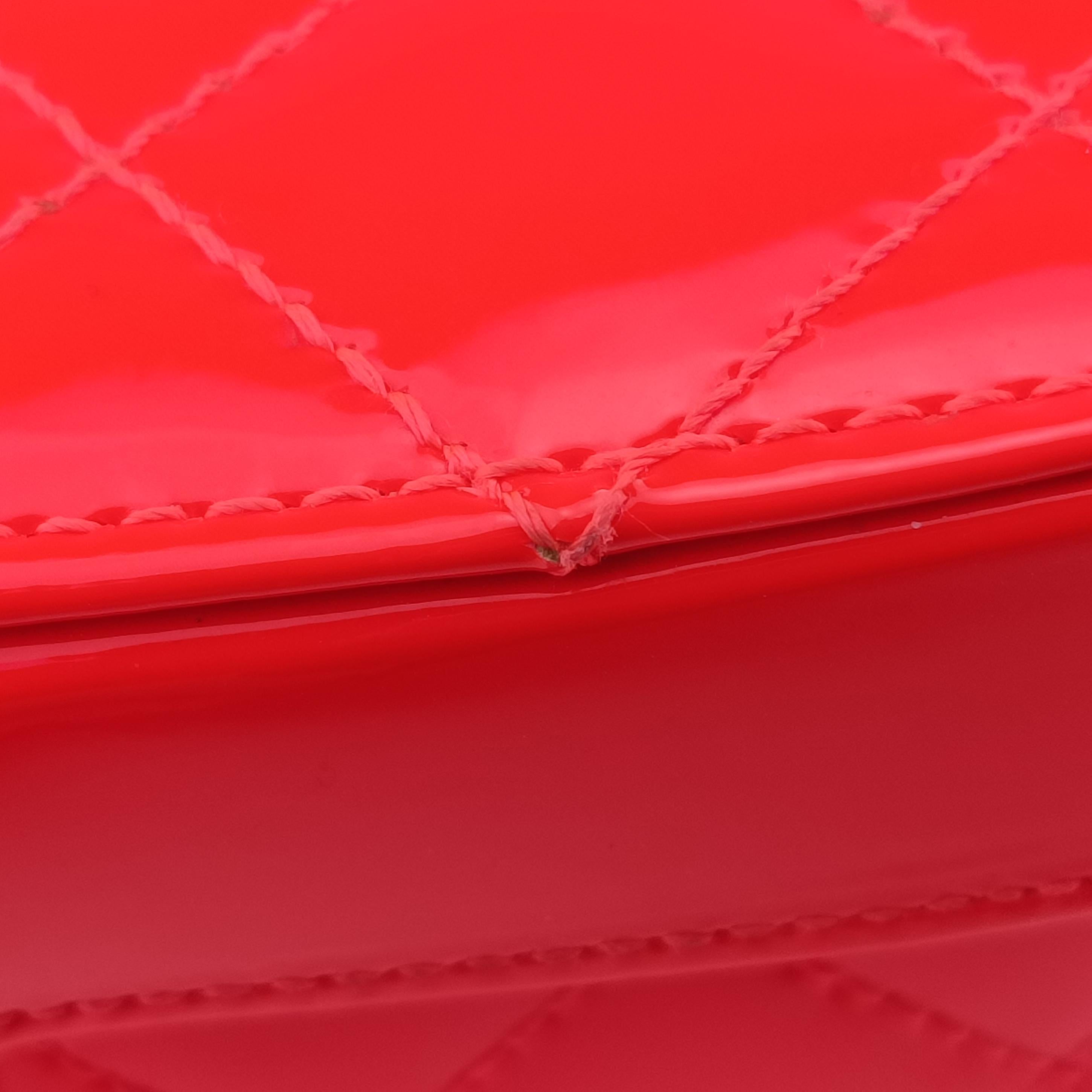 Pre-owned Chanel Vanity Matelasse Chain Handle Orange Patent A91055 handbag | stylenewstar
