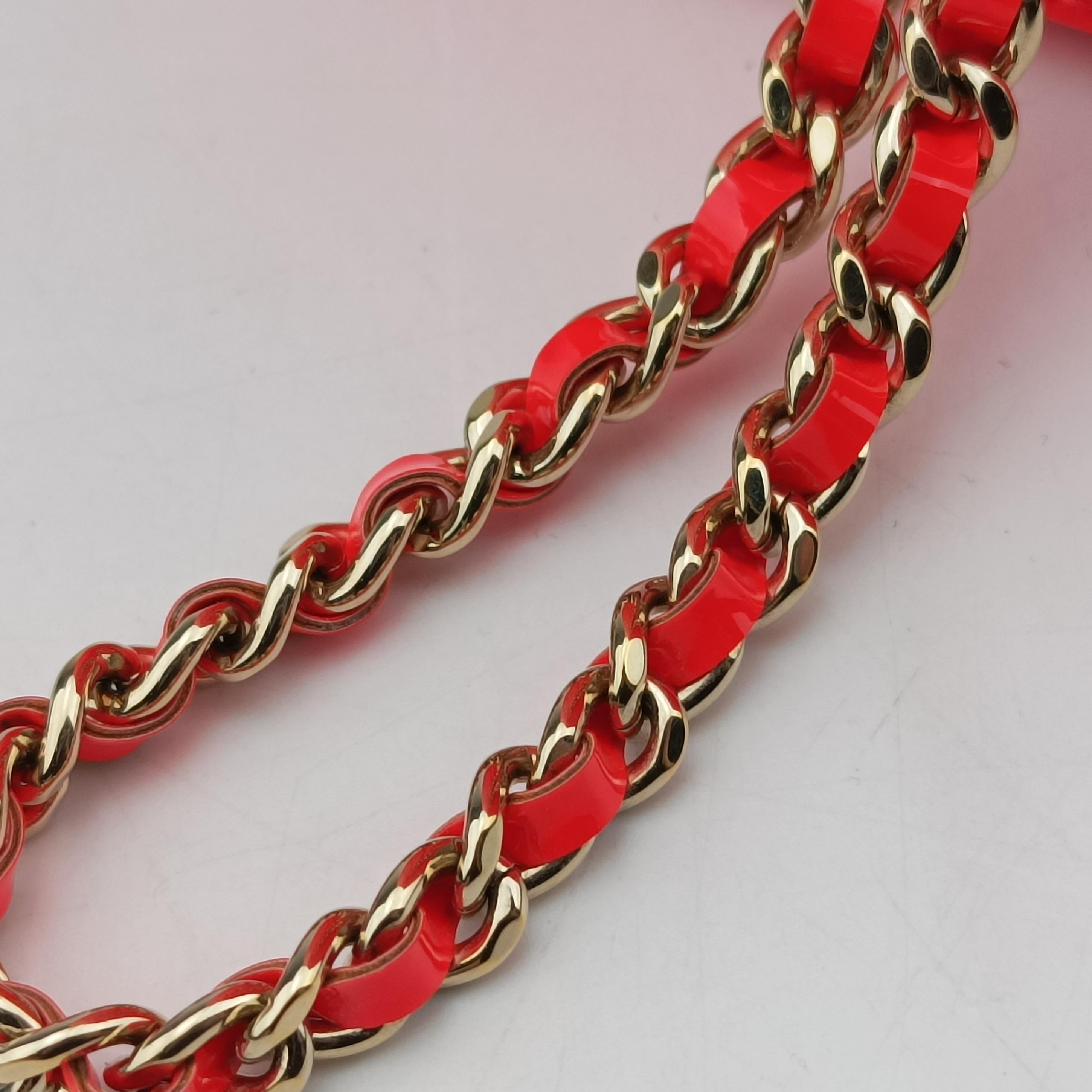 Pre-owned Chanel Vanity Matelasse Chain Handle Orange Patent A91055 handbag | stylenewstar