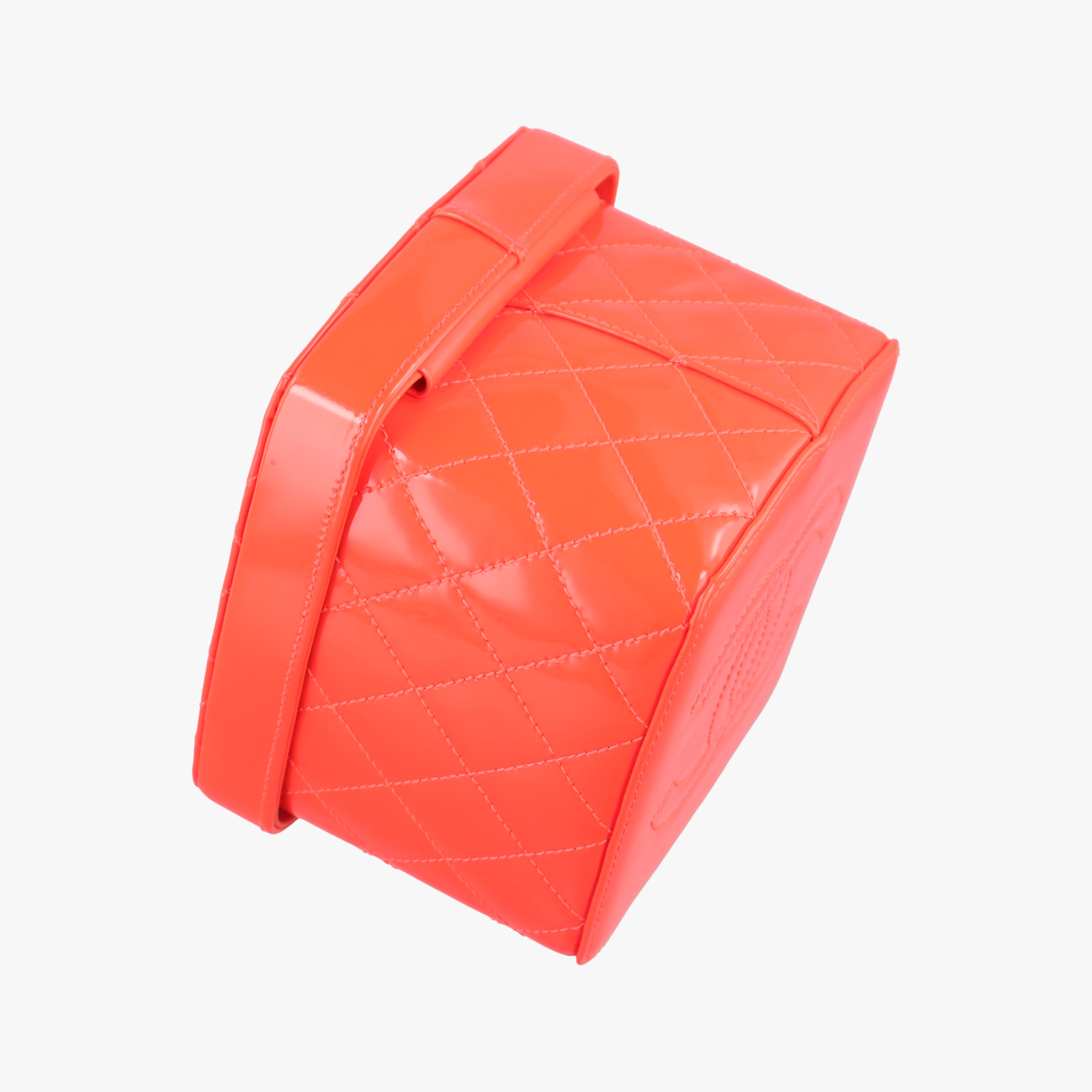 Pre-owned Chanel Vanity Matelasse Chain Handle Orange Patent A91055 handbag | stylenewstar