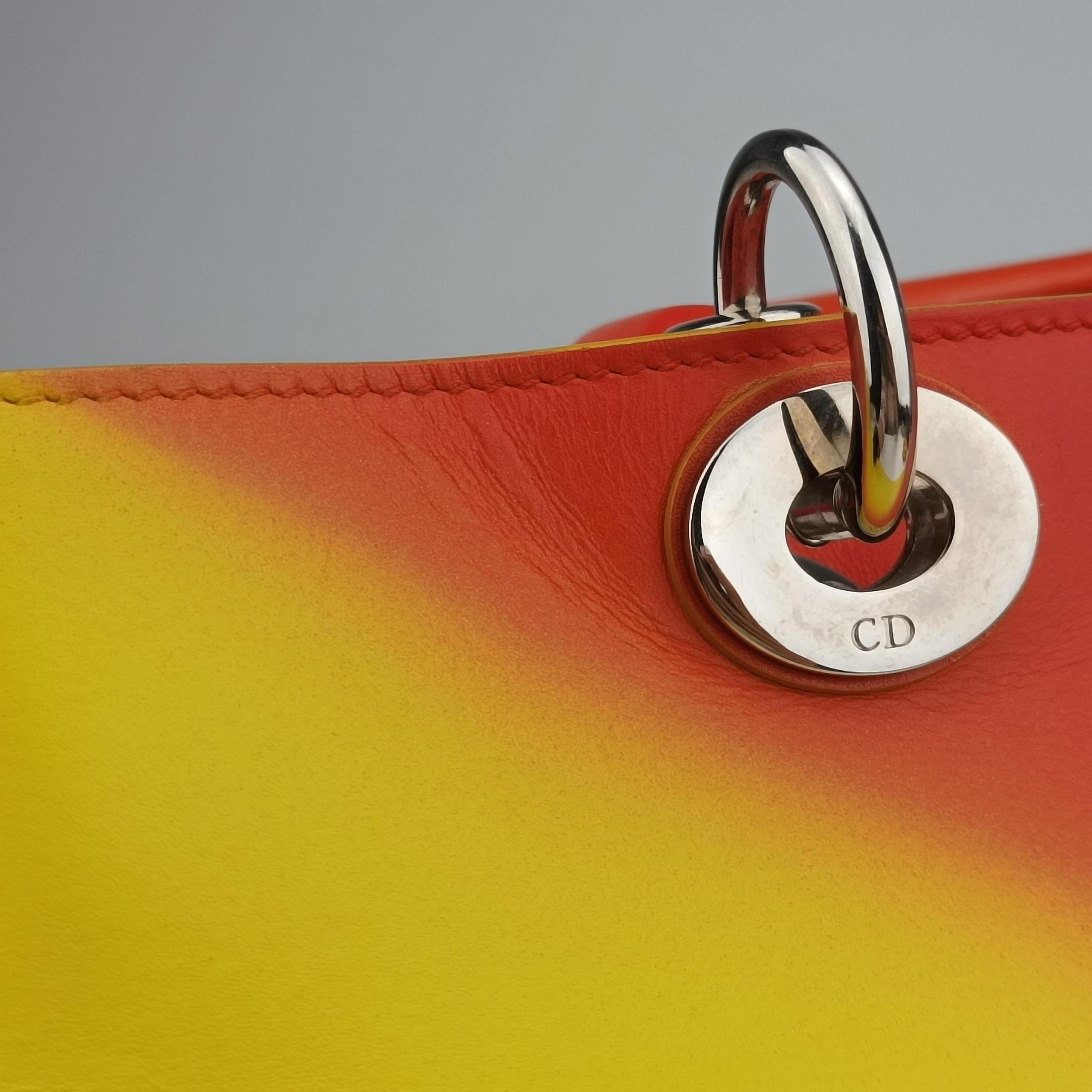 Pre-owned Christian Dior Diorissimo Yellow x Orange leather  shoulderbag | stylenewstar